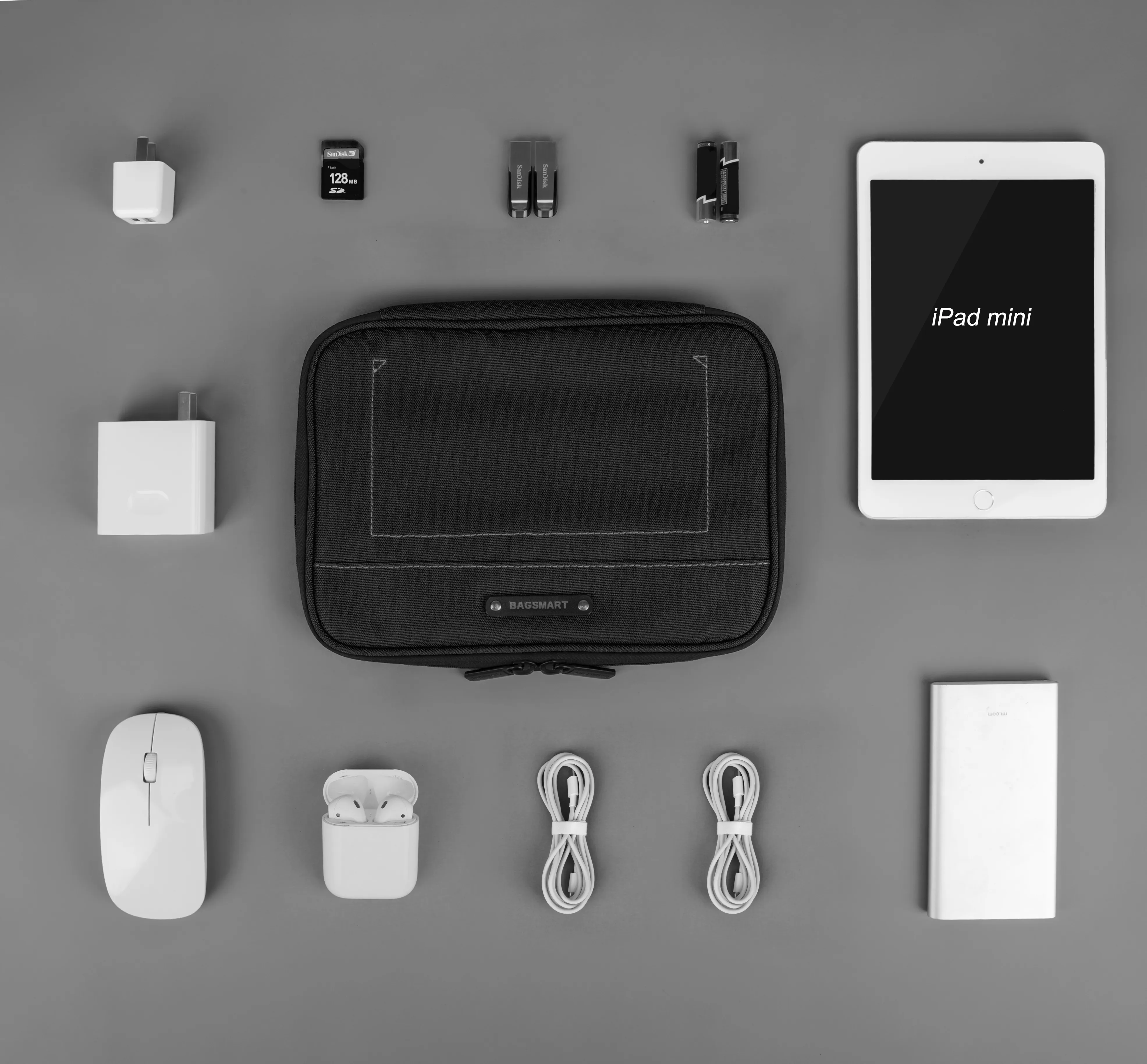 BAGSMART Electronics Organizer Travel Cable Organizer Bag Accessories Case, Waterproof Portable Cable Storage Pouch for Cord, Charger, Flash Drive, Phone, Ipad Mini, SD Card, Black