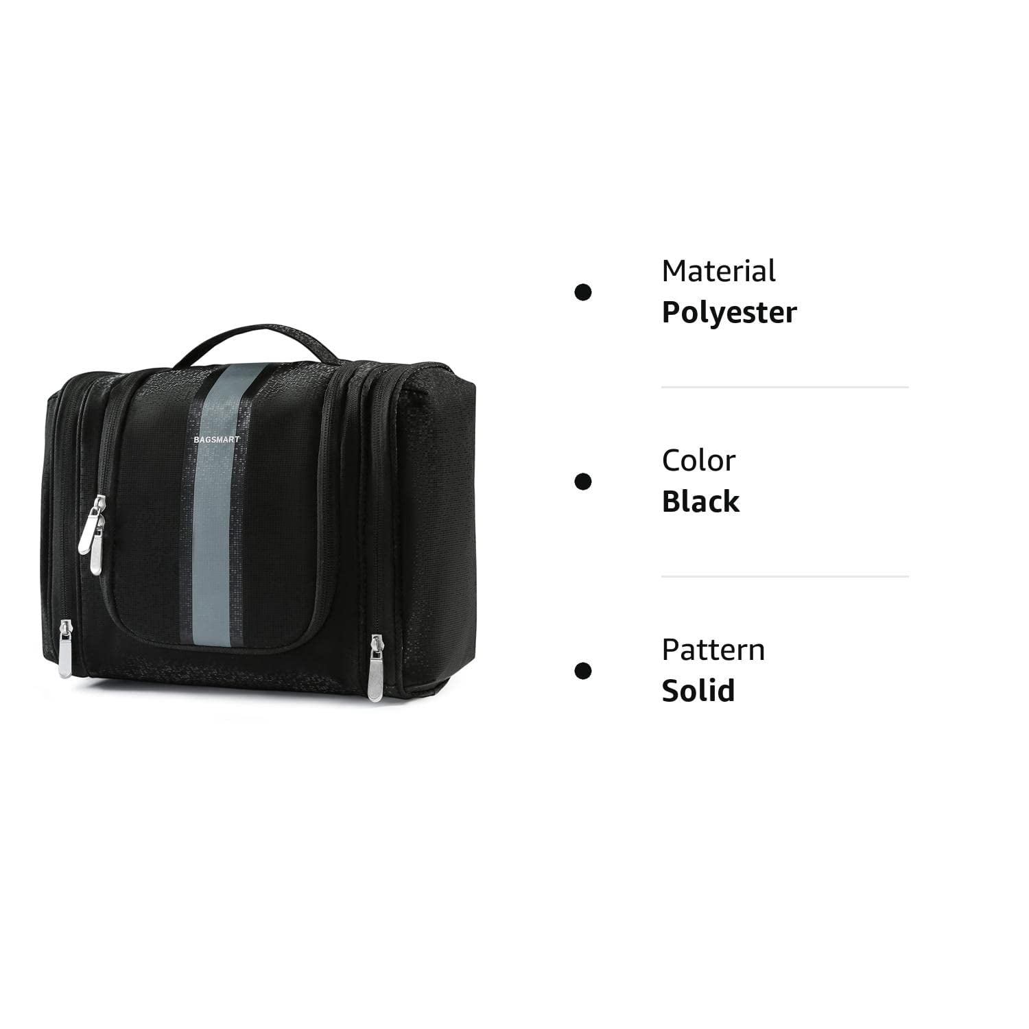 BAGSMART Extra Large Toiletry Bag Hanging Travel Makeup Cosmetic Bag, Water-resistant Large Capacity Travel Toiletries Organizer for Essentials, Women & Men, Black