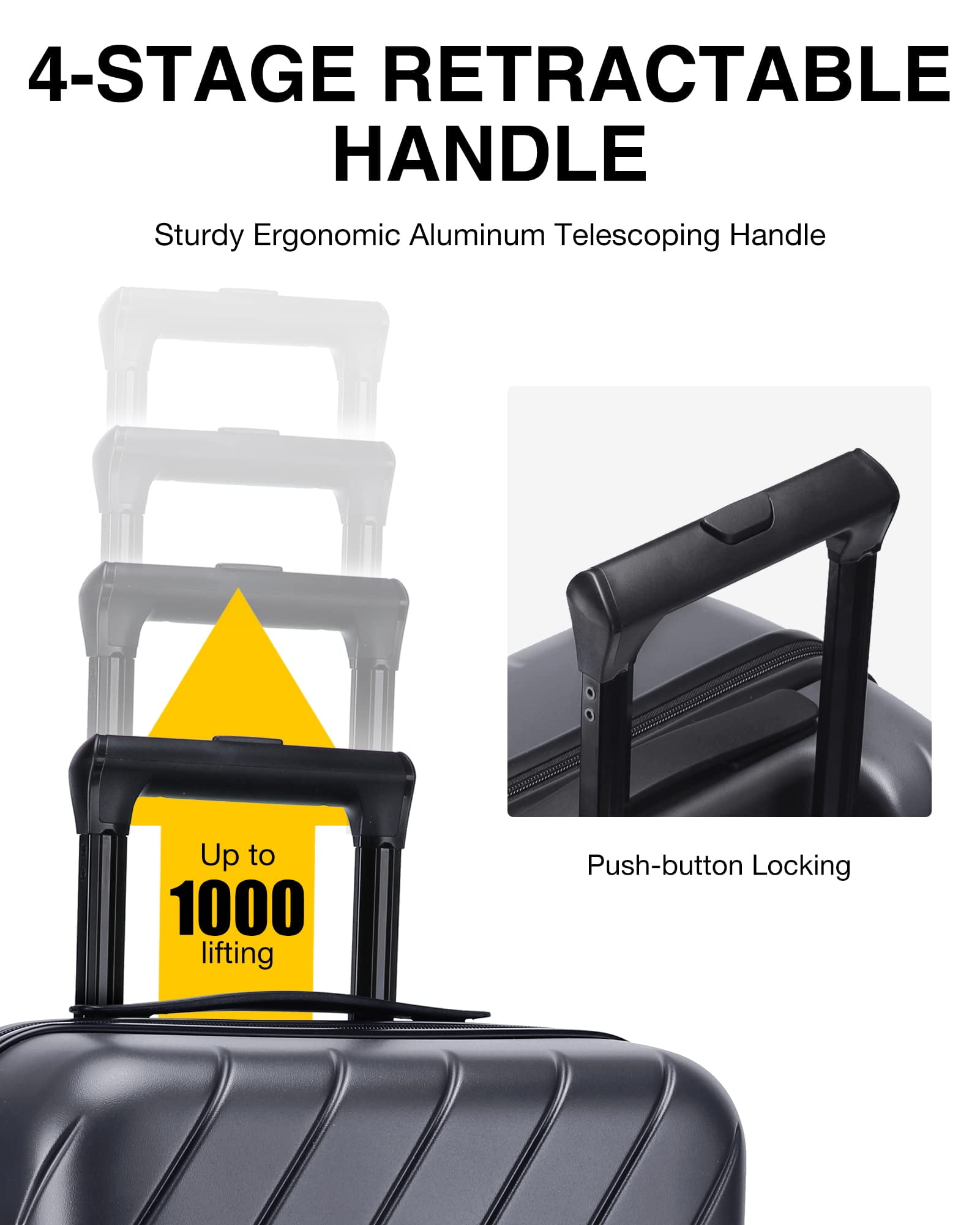 BAGSMART Hardside Carry On Luggage Suitcase, 22