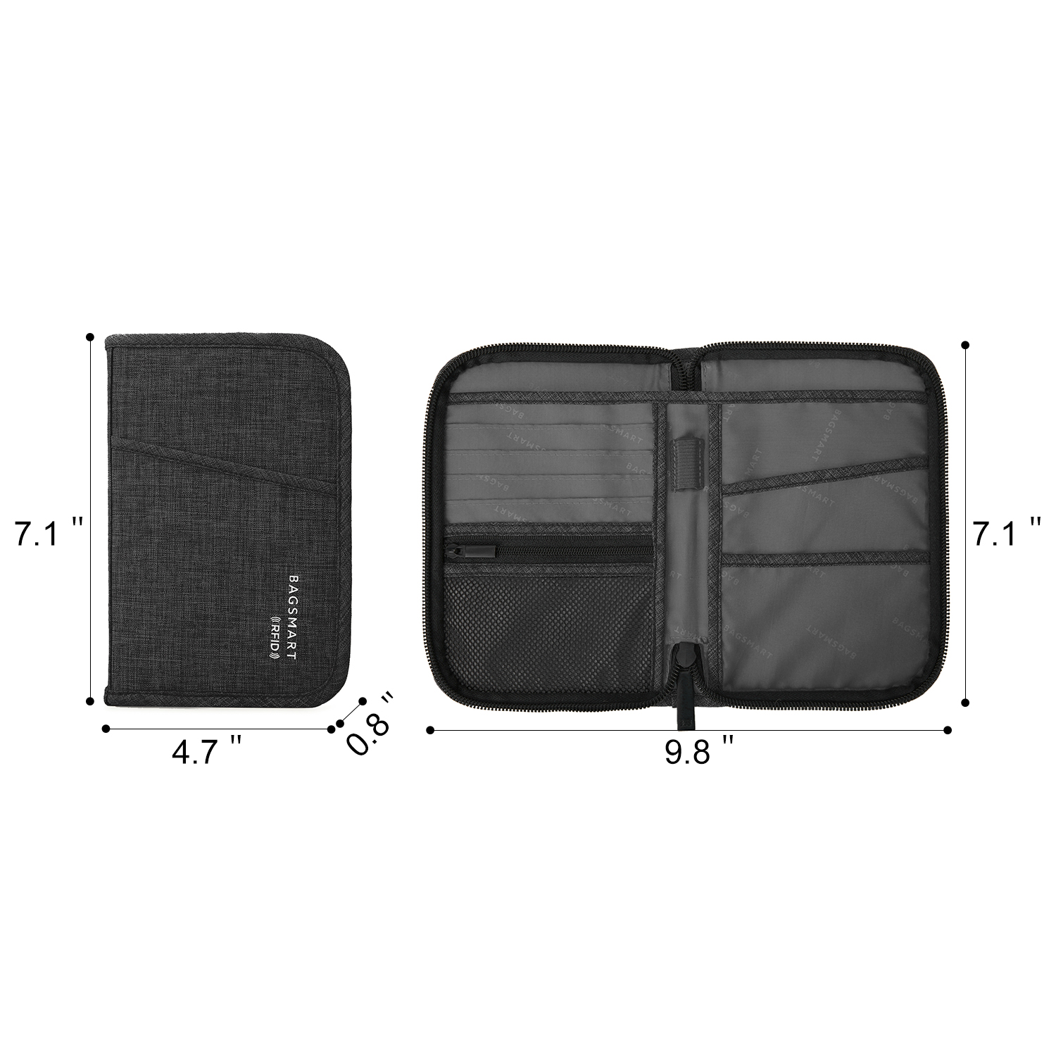 BAGSMART Wallet RFID Blocking Credit Card Passport Holder Cases & Money Organizers with Cover for Men & Women, Multifunctional, Black