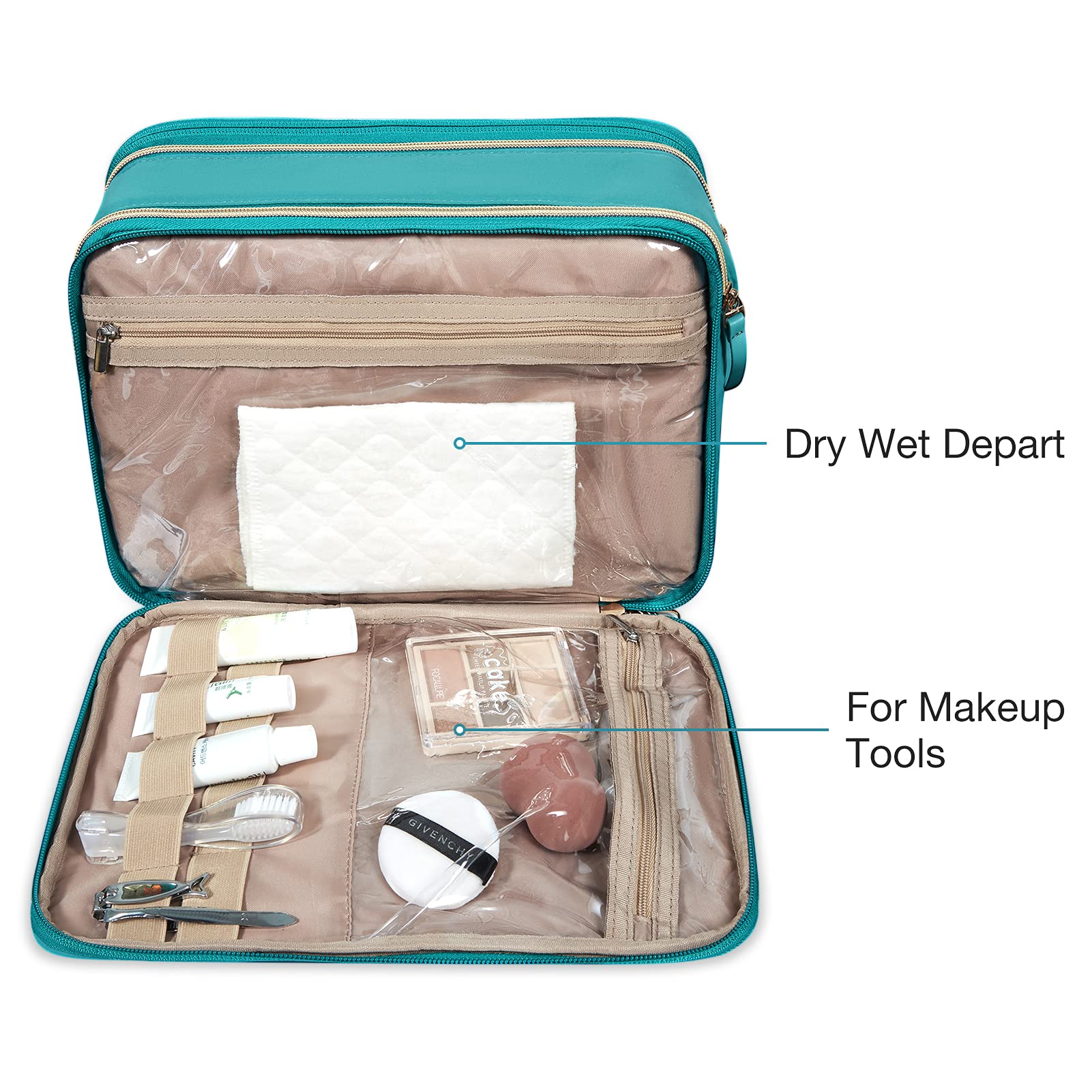 BAGSMART Large Size Travel Toiletry Bag Organizer, Water-resistant Makeup Cosmetic Bag for Toiletries Accessories Essentials, Shampoo, Full Sized Container, Women & Men, Navy Blue