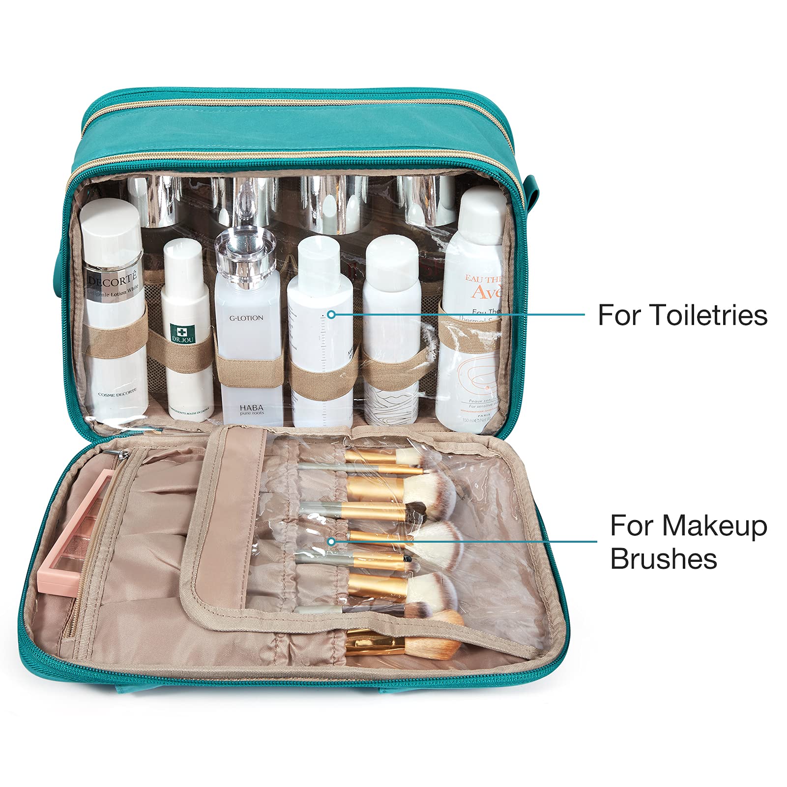 BAGSMART Large Size Travel Toiletry Bag Organizer, Water-resistant Makeup Cosmetic Bag for Toiletries Accessories Essentials, Shampoo, Full Sized Container, Women & Men, Navy Blue