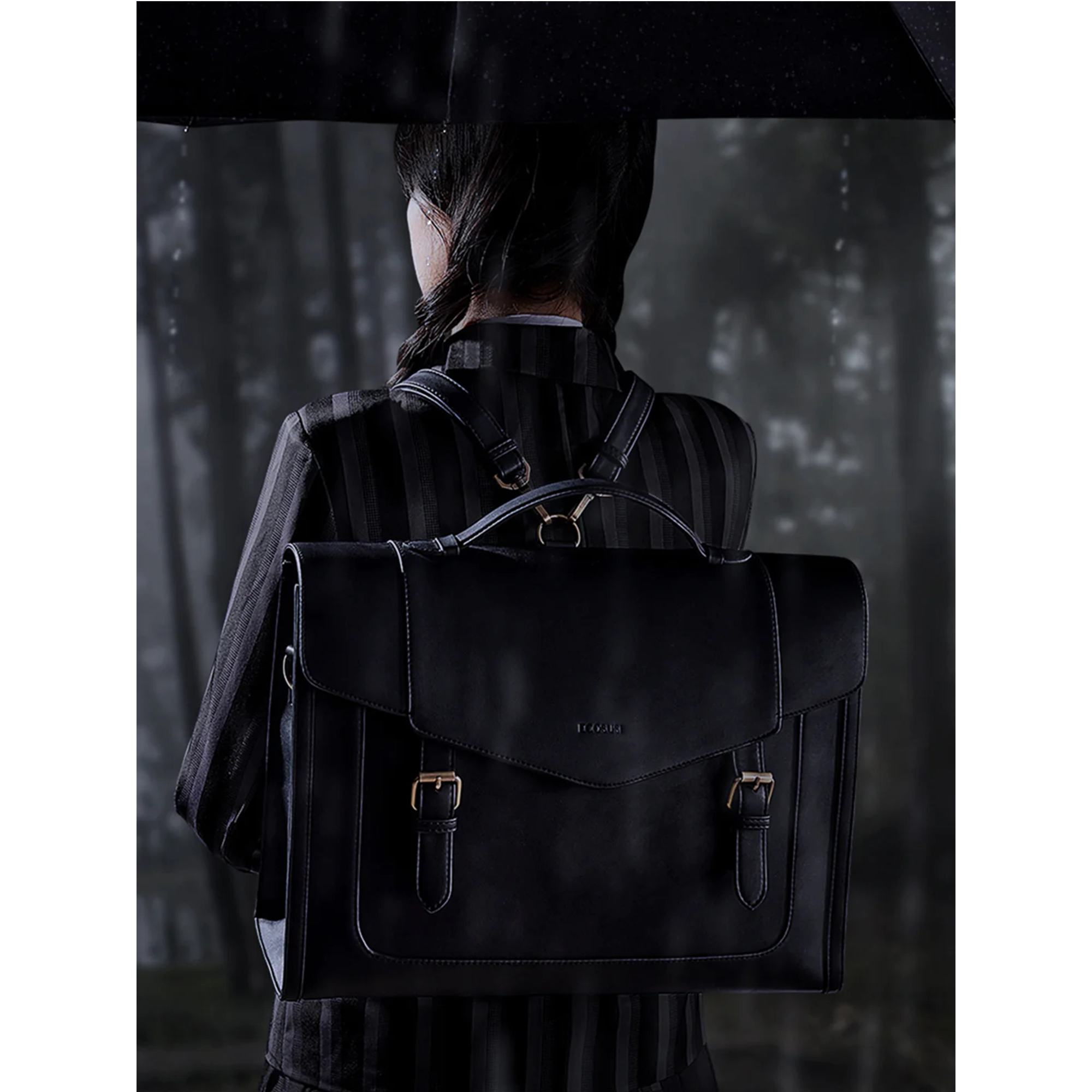 ECOSUSI Vintage Laptop Bag for Women 15.6 inch Leather Briefcase Computer Tote Bag Messenger Backpack, Ladies Satchel Handbags Crossbody Shoulder Bag for College Bookbag Travel Work Business, Black