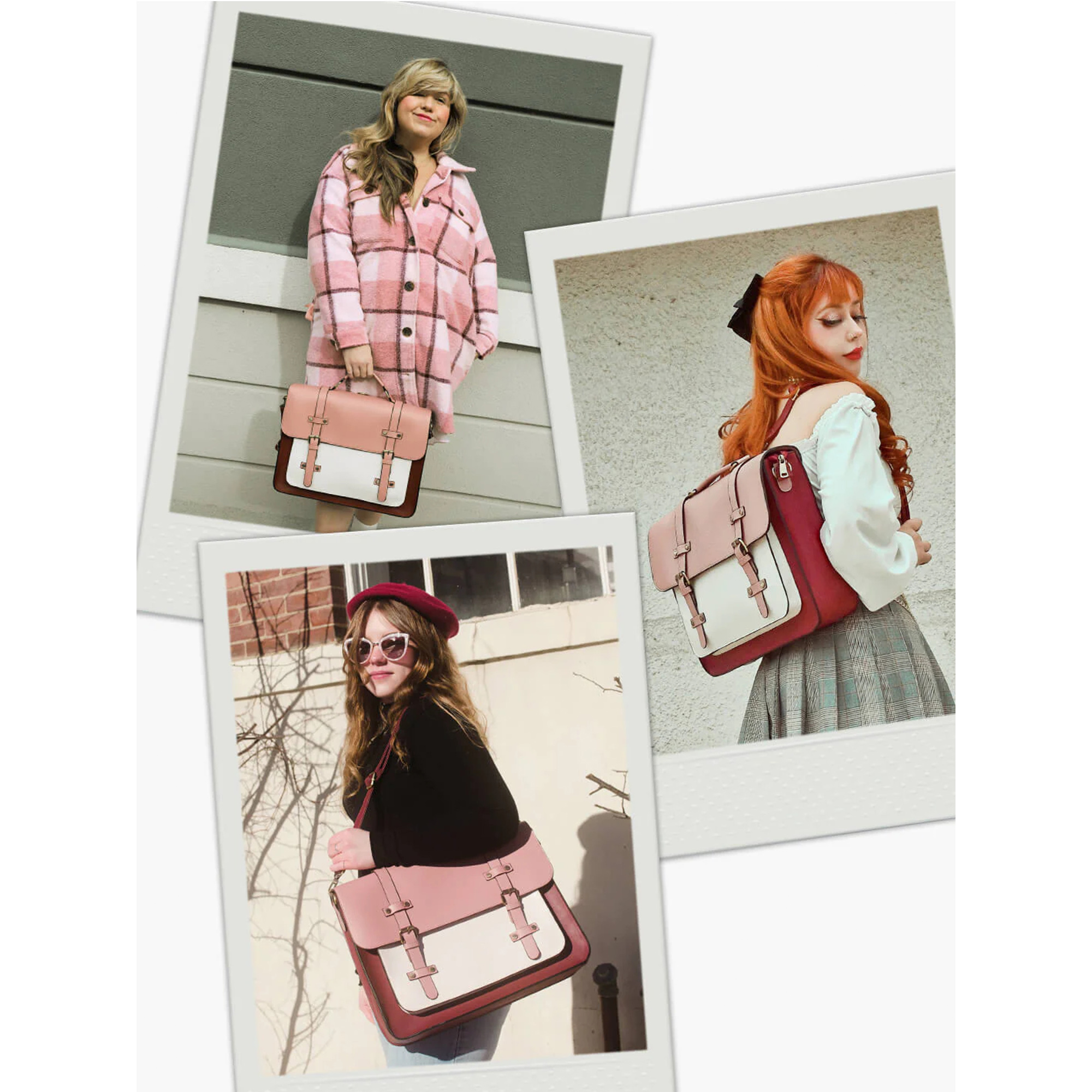 BAGSMART Leather Laptop Bag for Women Briefcase Messenger Backpack, 15.6 inch Computer Tote Bag Satchel Handbags Crossbody Shoulder Purse for College Work Office Business Travel, Pink