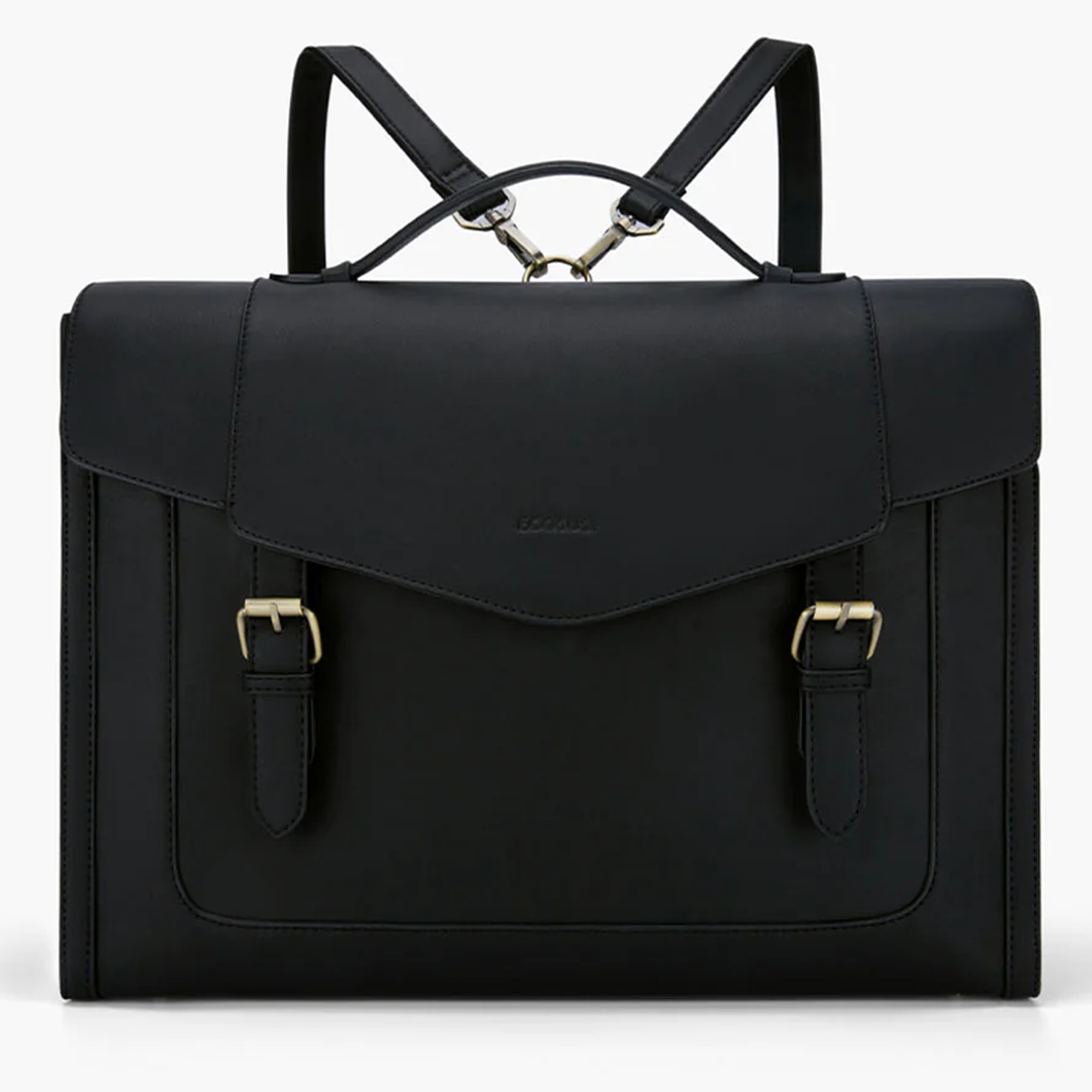 ECOSUSI Vintage Laptop Bag for Women 15.6 inch Leather Briefcase Computer Tote Bag Messenger Backpack, Ladies Satchel Handbags Crossbody Shoulder Bag for College Bookbag Travel Work Business, Black