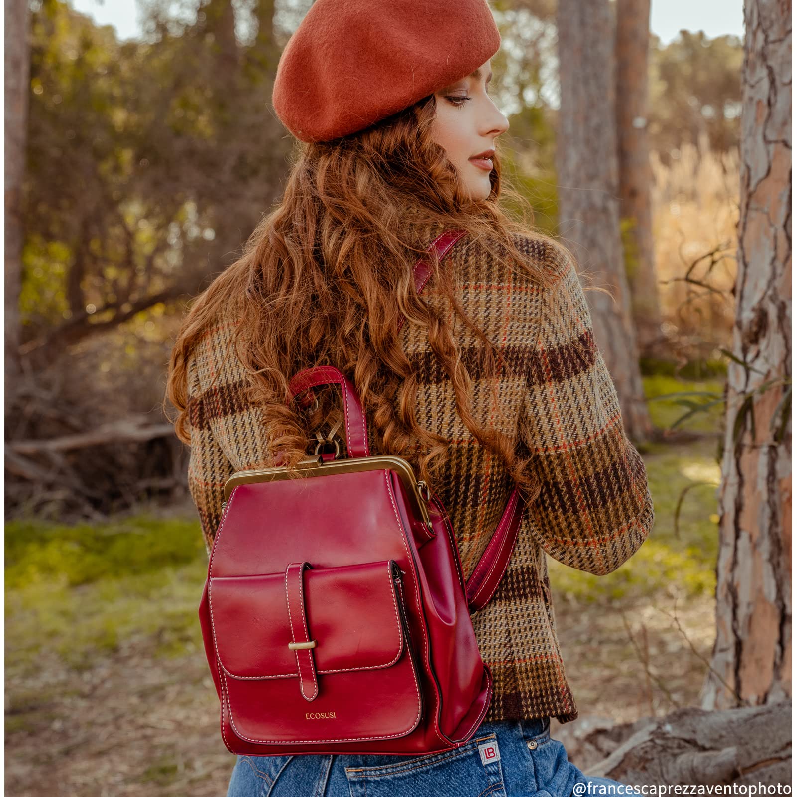 BAGSMART Leather Backpack Purse for Women, Small Mini Backpack Handbags Travel Casual Ladies Shoulder Bag, Fashion Style, Wine Red