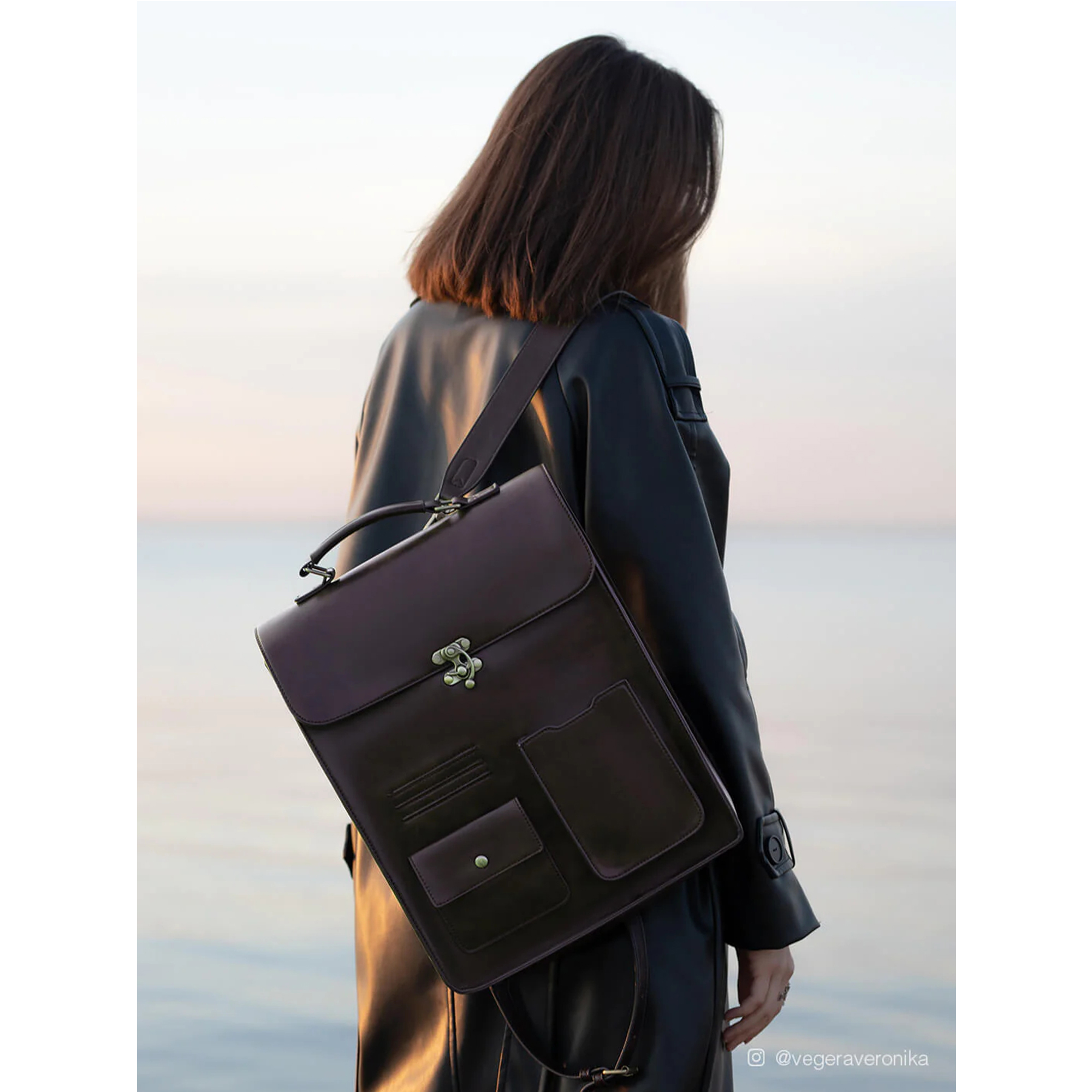 ECOSUSI Leather Laptop Backpack for Women, Vintage Backpack for Laptop 14 inch Computer Bag, College Bookbag Travel Casual Daypack Work Business, Coffee