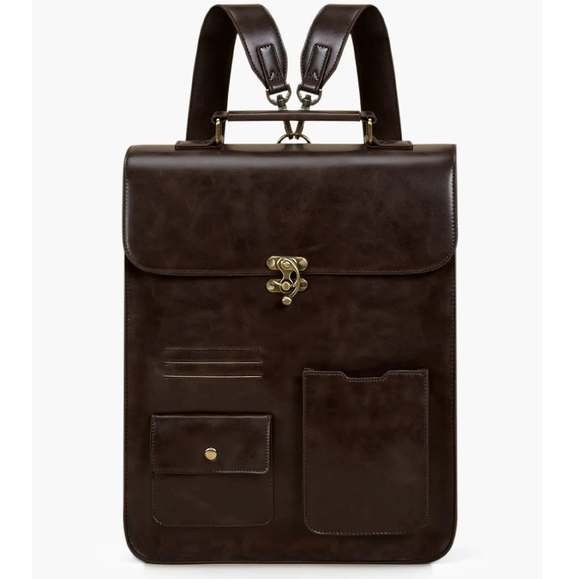 ECOSUSI Leather Laptop Backpack for Women, Vintage Backpack for Laptop 14 inch Computer Bag, College Bookbag Travel Casual Daypack Work Business, Coffee