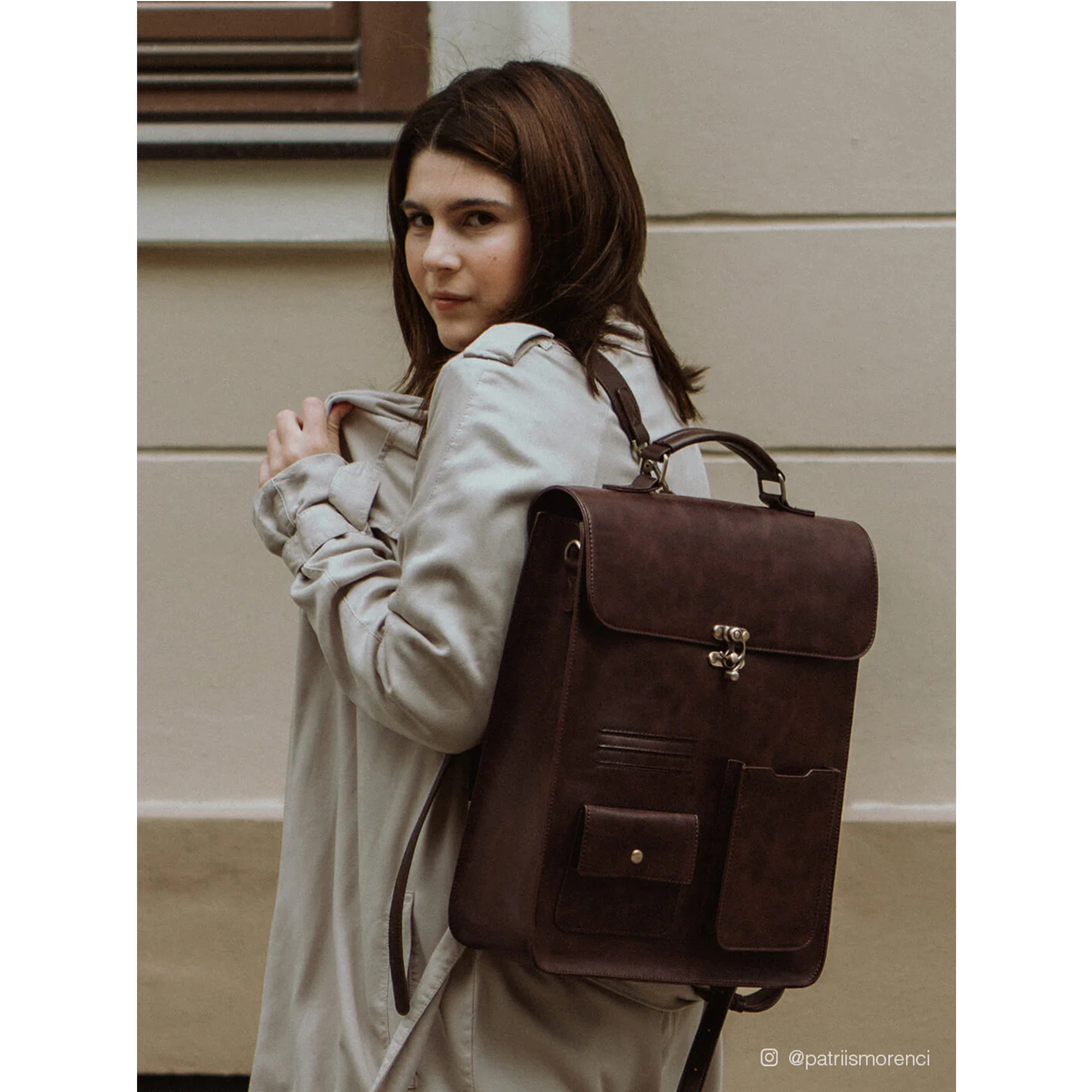 ECOSUSI Leather Laptop Backpack for Women, Vintage Backpack for Laptop 14 inch Computer Bag, College Bookbag Travel Casual Daypack Work Business, Coffee