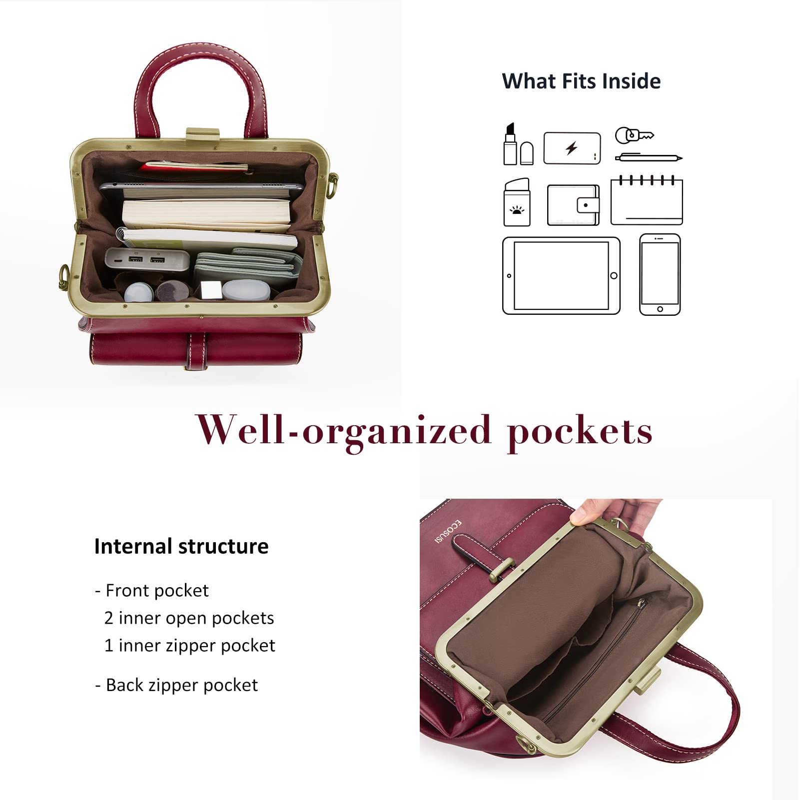BAGSMART Leather Backpack Purse for Women, Small Mini Backpack Handbags Travel Casual Ladies Shoulder Bag, Fashion Style, Wine Red