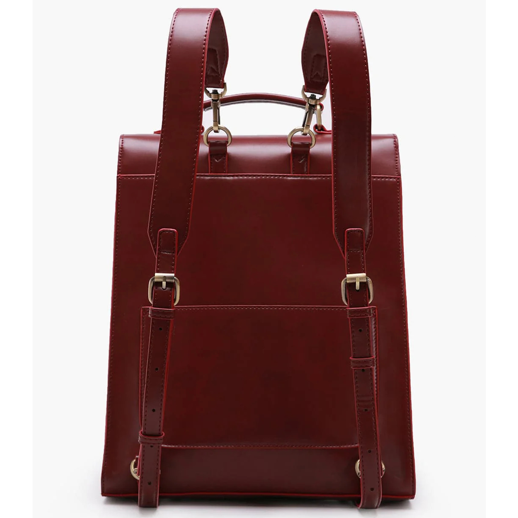 ECOSUSI Vintage Laptop Backpack for Women, Leather Backpack for Laptop 14 inch Computer Bag, College Bookbag Work Business Casual Travel, Wine Red