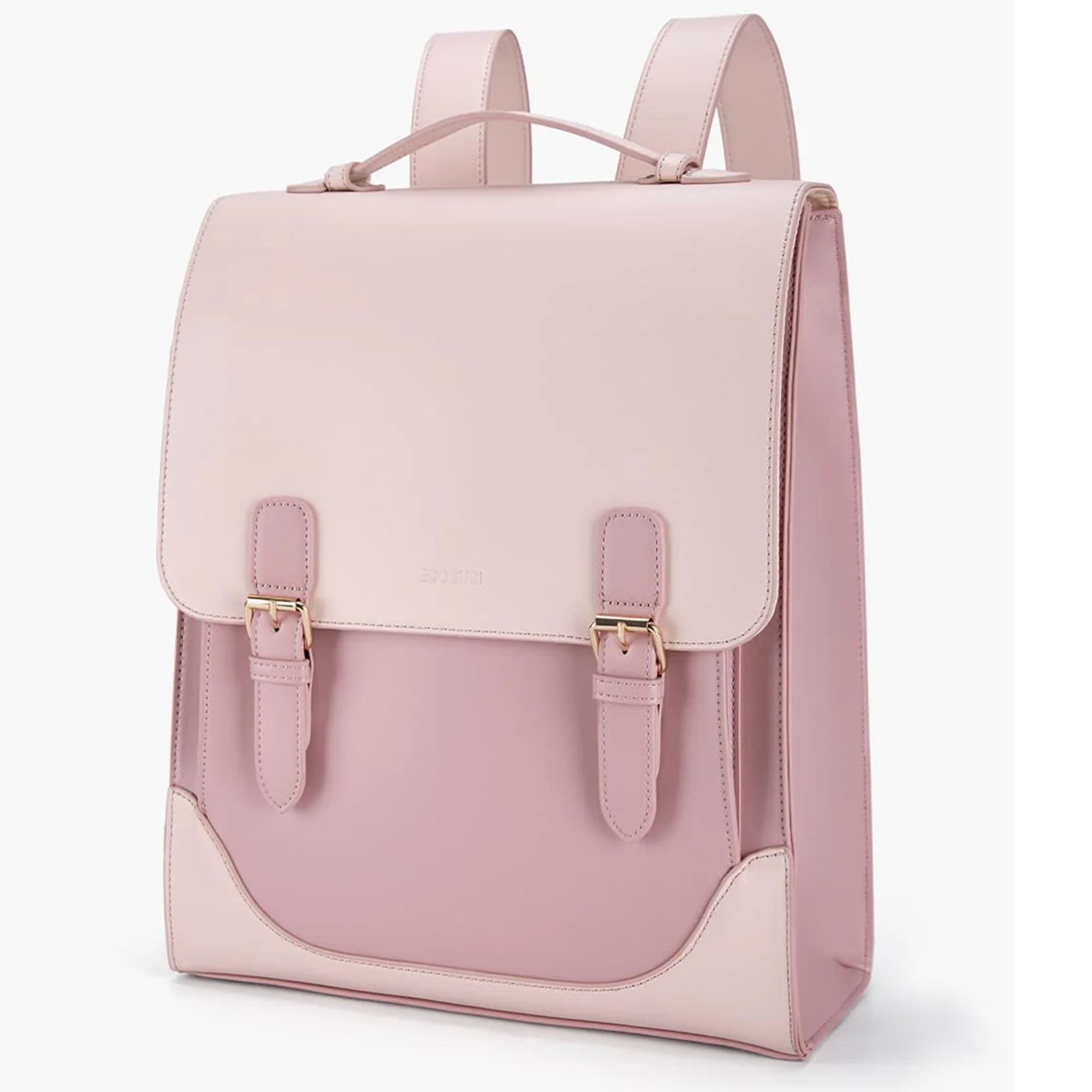 BAGSMART Laptop Backpack for Women, Vintage Leather Backpack for Laptop 14 inch Computer Bag, College Bookbag Travel Casual Daypack Work Business, Pink