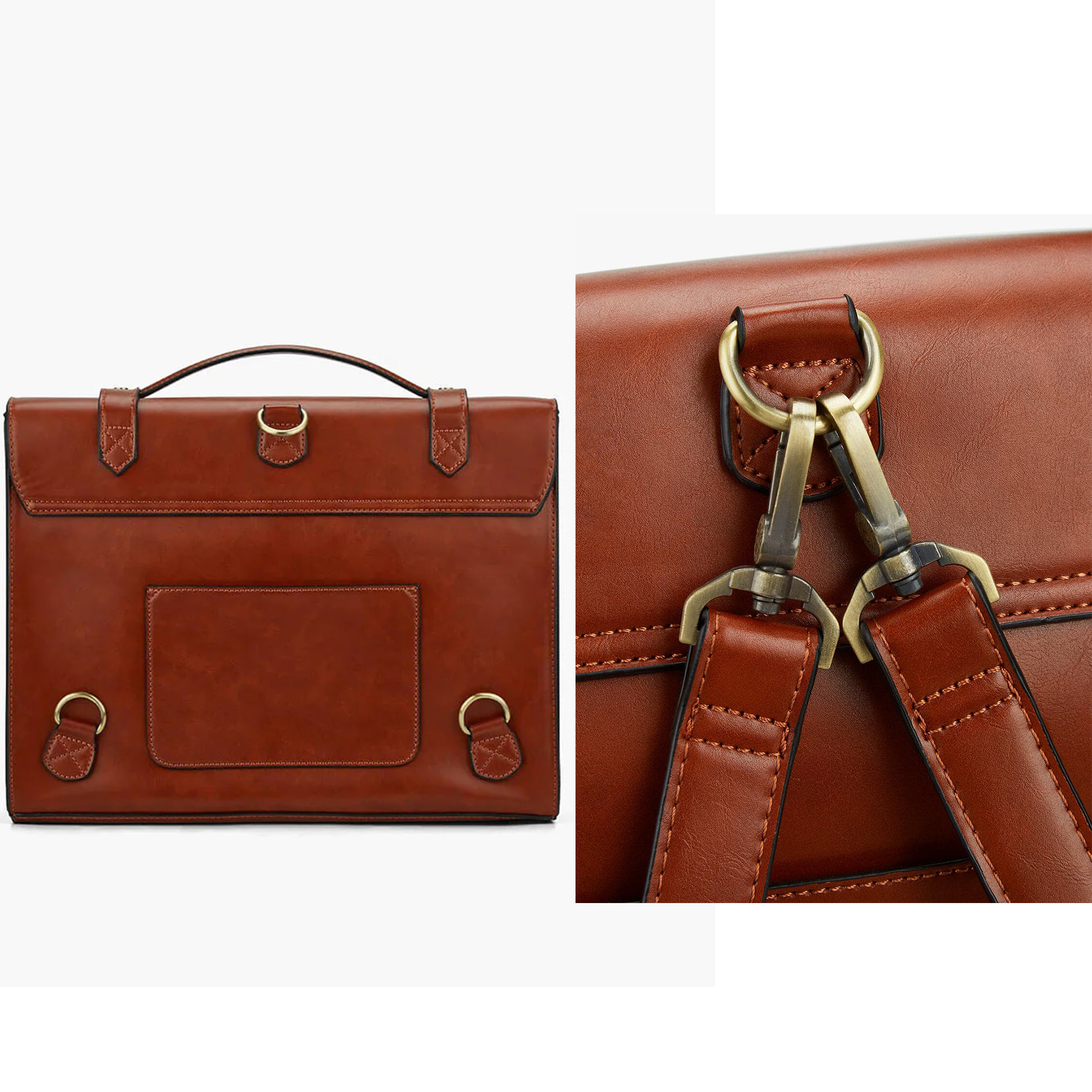 ECOSUSI Vintage Laptop Briefcase for Women Messenger Backpack, Leather Computer Bag Satchel Handbags Tote Bag Crossbody Shoulder Purse for 14 inch Laptop, College Work Office Business Travel, Brown