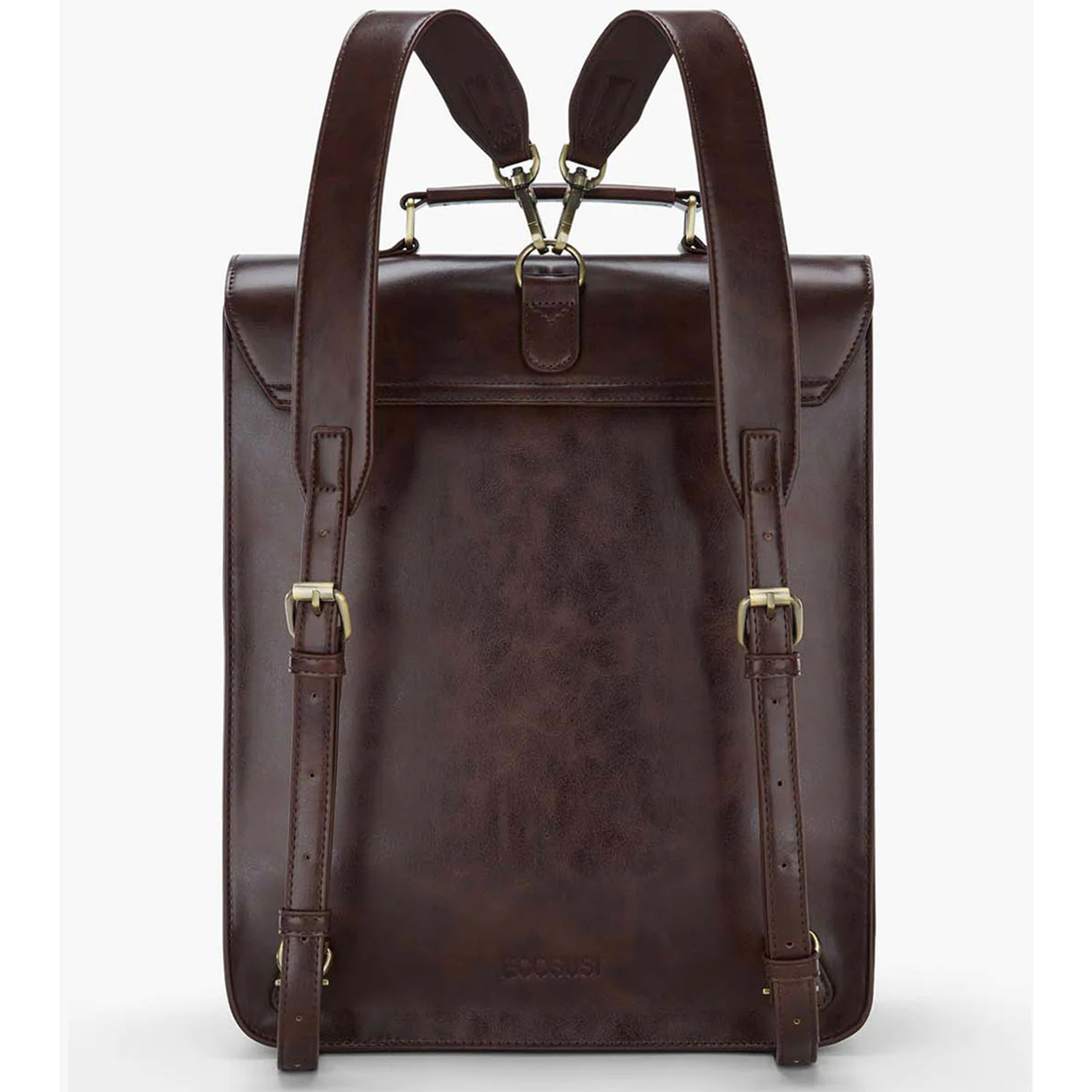 ECOSUSI Leather Laptop Backpack for Women, Vintage Backpack for Laptop 14 inch Computer Bag, College Bookbag Travel Casual Daypack Work Business, Coffee