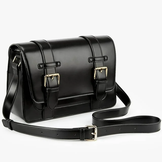 ECOSUSI Leather Crossbody Bags for Women Large Capacity Messenger Handbag, Ladies Tote Satchel Shoulder Bags Purse, Work Office Business College Daily, Black