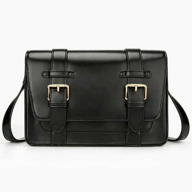 ECOSUSI Leather Crossbody Bags for Women Large Capacity Messenger Handbag, Ladies Tote Satchel Shoulder Bags Purse, Work Office Business College Daily, Black