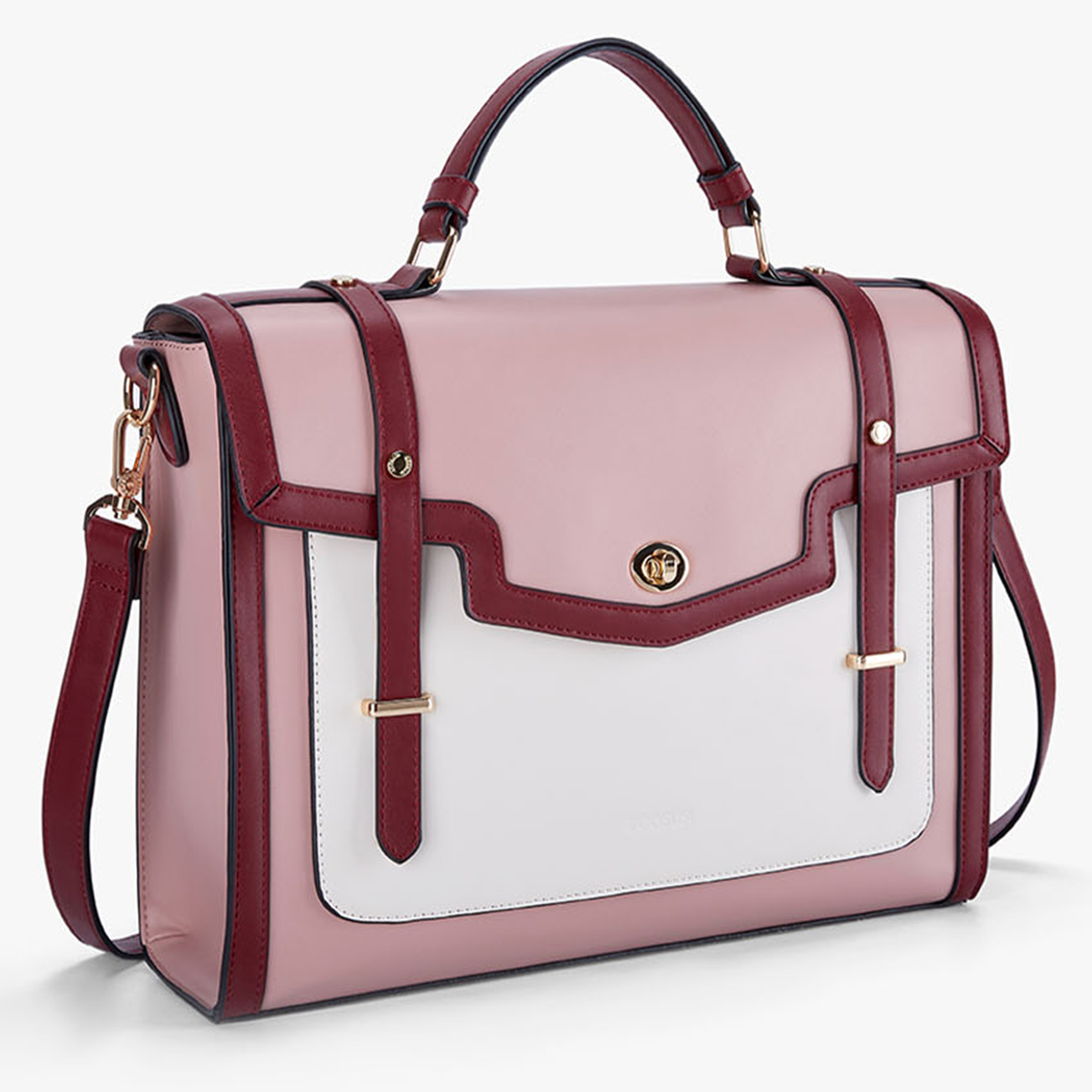 ECOSUSI Laptop Bag for Women Leather Briefcase Messenger Backpack, 14 inch Computer Tote Bag Satchel Handbags Crossbody Shoulder Purse for College Work Office Business Travel, Pink