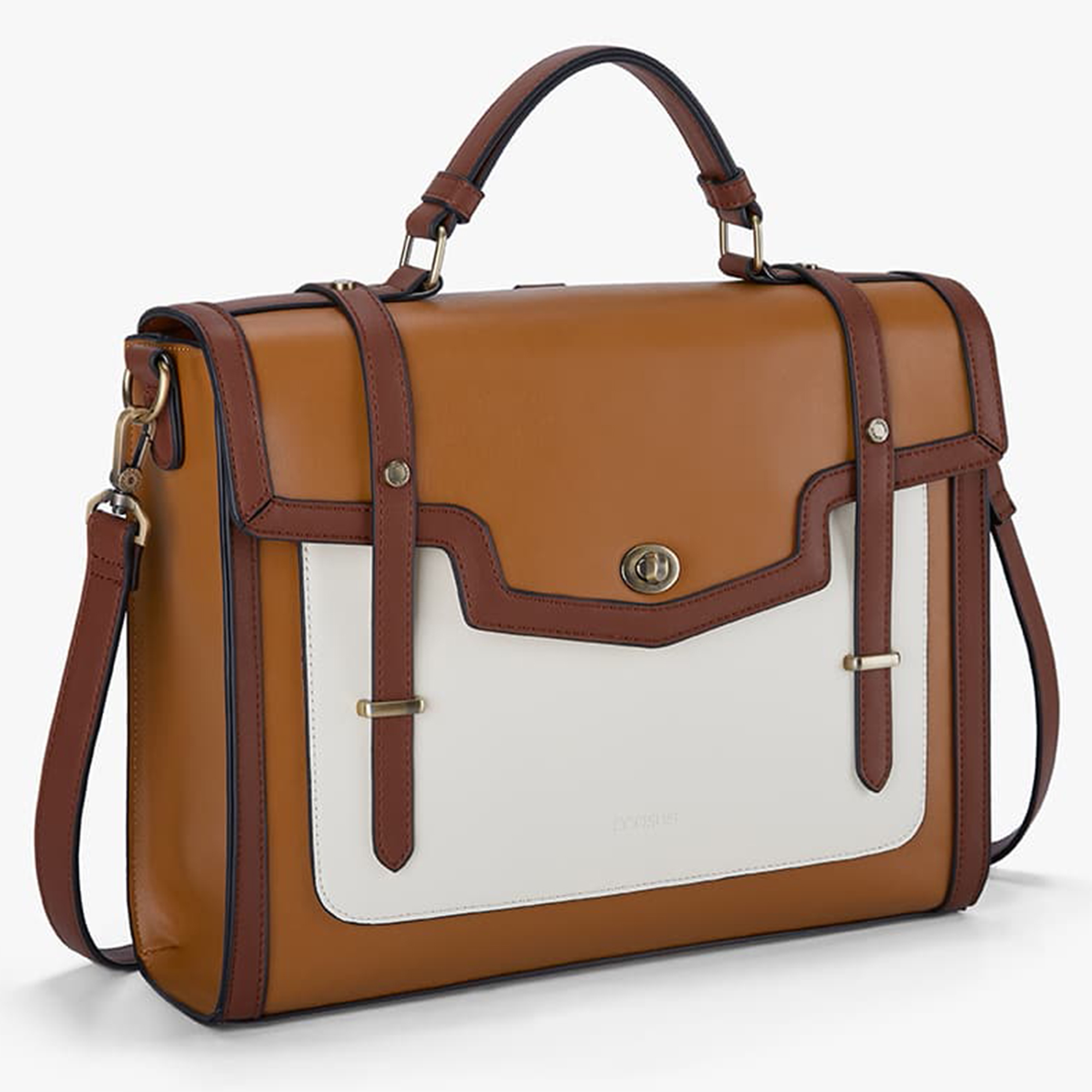 ECOSUSI Laptop Bag for Women Leather Briefcase Messenger Backpack, 14 inch Computer Tote Bag Satchel Handbags Crossbody Shoulder Purse for College Work Office Business Travel, Brown