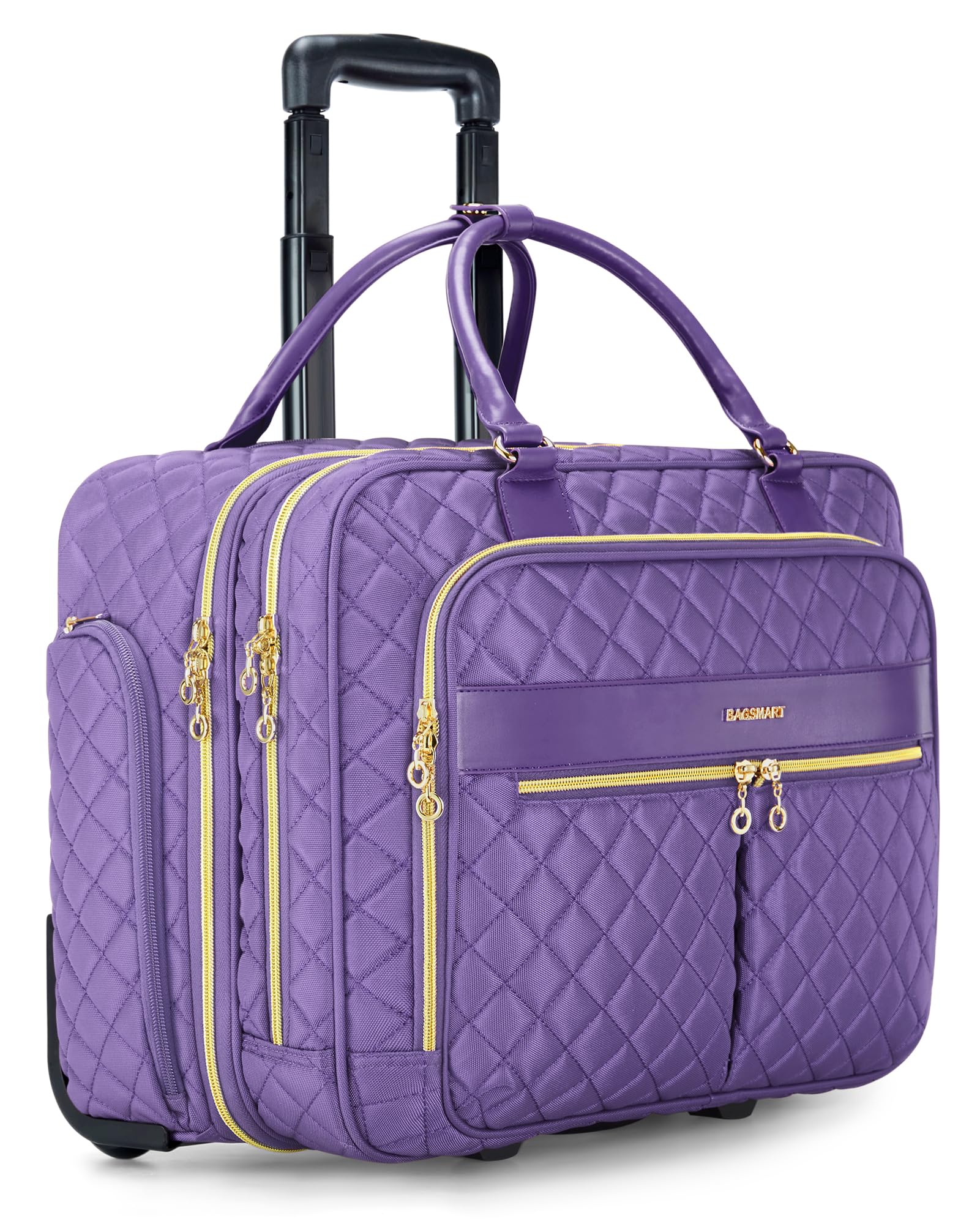 BAGSMART Rolling Laptop Bag Women, Rolling Briefcase for Women, 17.3 Inch with Wheels Computer Bag Rolling Laptop Case for Work Travel Business, Purple