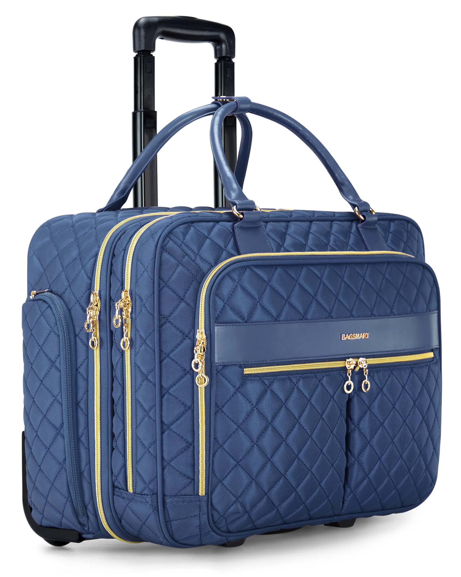BAGSMART Rolling Laptop Bag Women, Rolling Briefcase for Women, 17.3 Inch with Wheels Computer Bag Rolling Laptop Case for Work Travel Business, Navy Blue