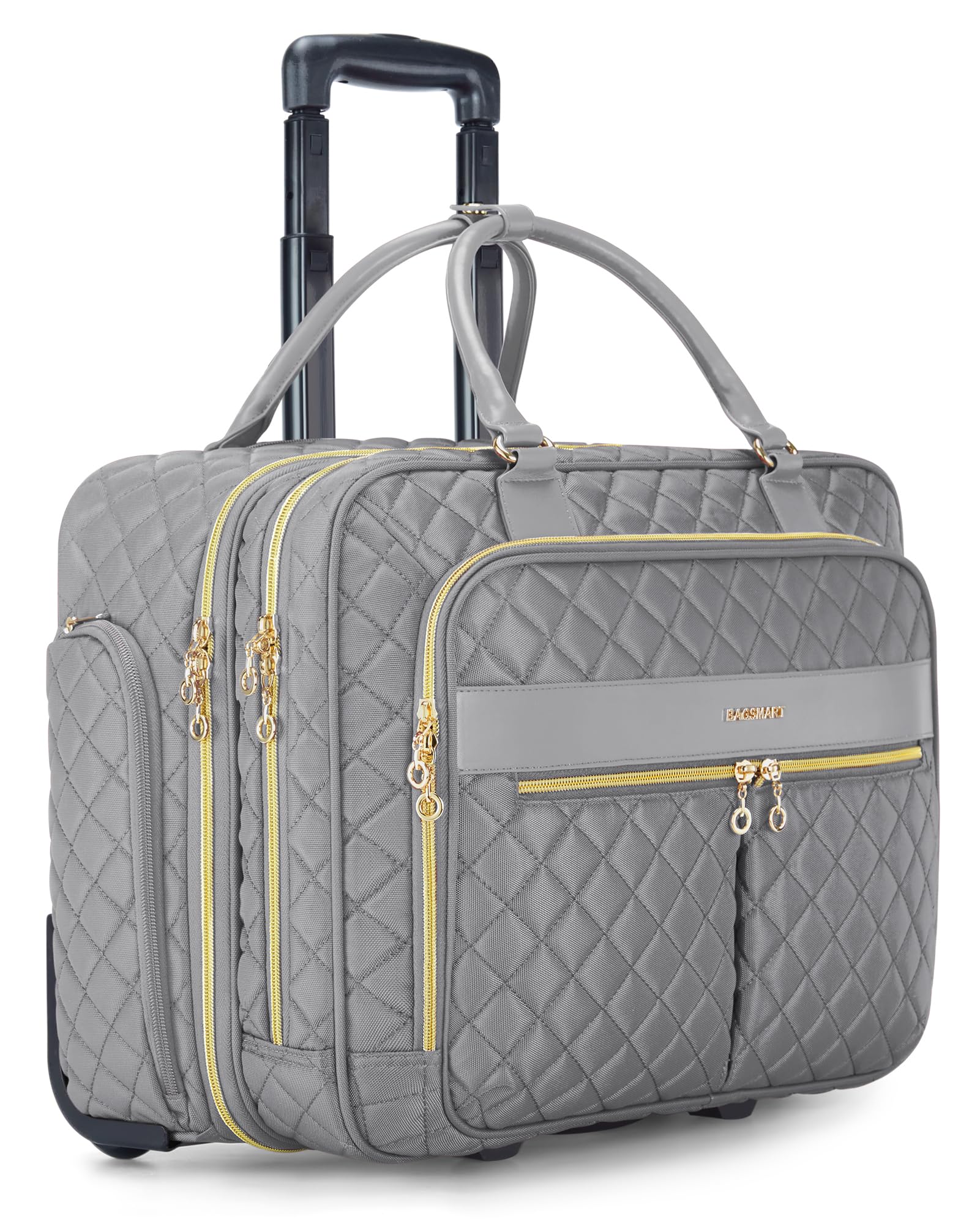 BAGSMART Rolling Laptop Bag Women, Rolling Briefcase for Women, 17.3 Inch with Wheels Computer Bag Rolling Laptop Case for Work Travel Business, Gray