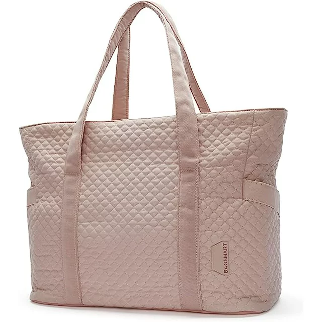 BAGSMART Weekender Overnight Bag for Women Travel Duffle Bag, Large Carry On Gym Tote Bag Yoga Mat Buckle for Sports Work School, Pink