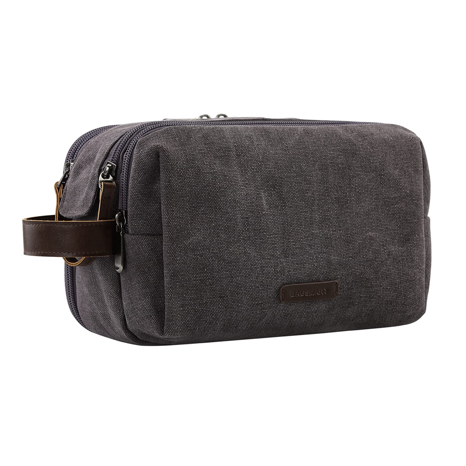 BAGSMART Travel Toiletry Bag for Men, Extra Large Makeup Cosmetic Bag Dopp Kit Shaving Bag for Toiletries Accessories, Unisex, Dark Gray