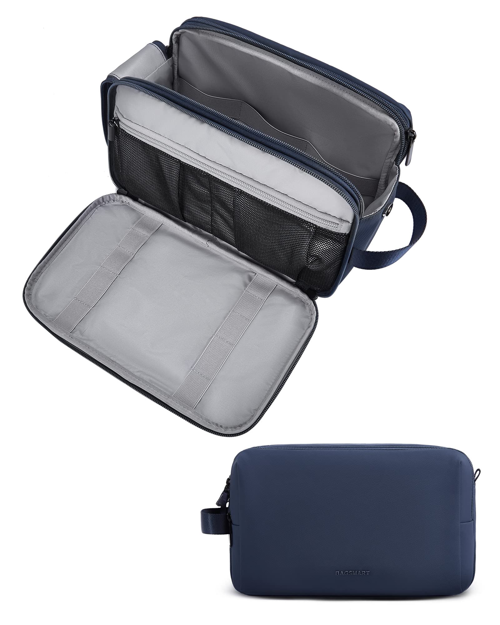 BAGSMART Extra Large Toiletry Bag for Men Women Travel Makeup Cosmetic Bag Organizer Water-resistant Dopp Kit Shaving Bag for Toiletries Accessories, Navy Blue