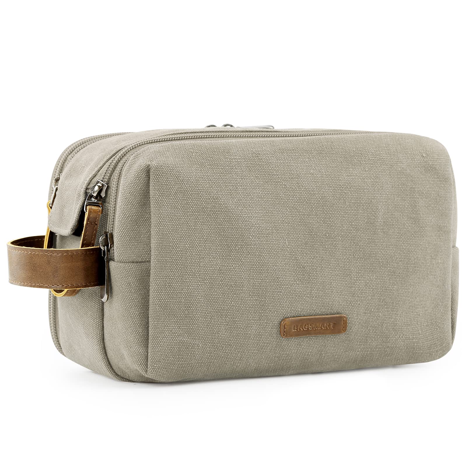 BAGSMART Travel Toiletry Bag for Men, Extra Large Makeup Cosmetic Bag Dopp Kit Shaving Bag for Toiletries Accessories, Unisex, Light Gray