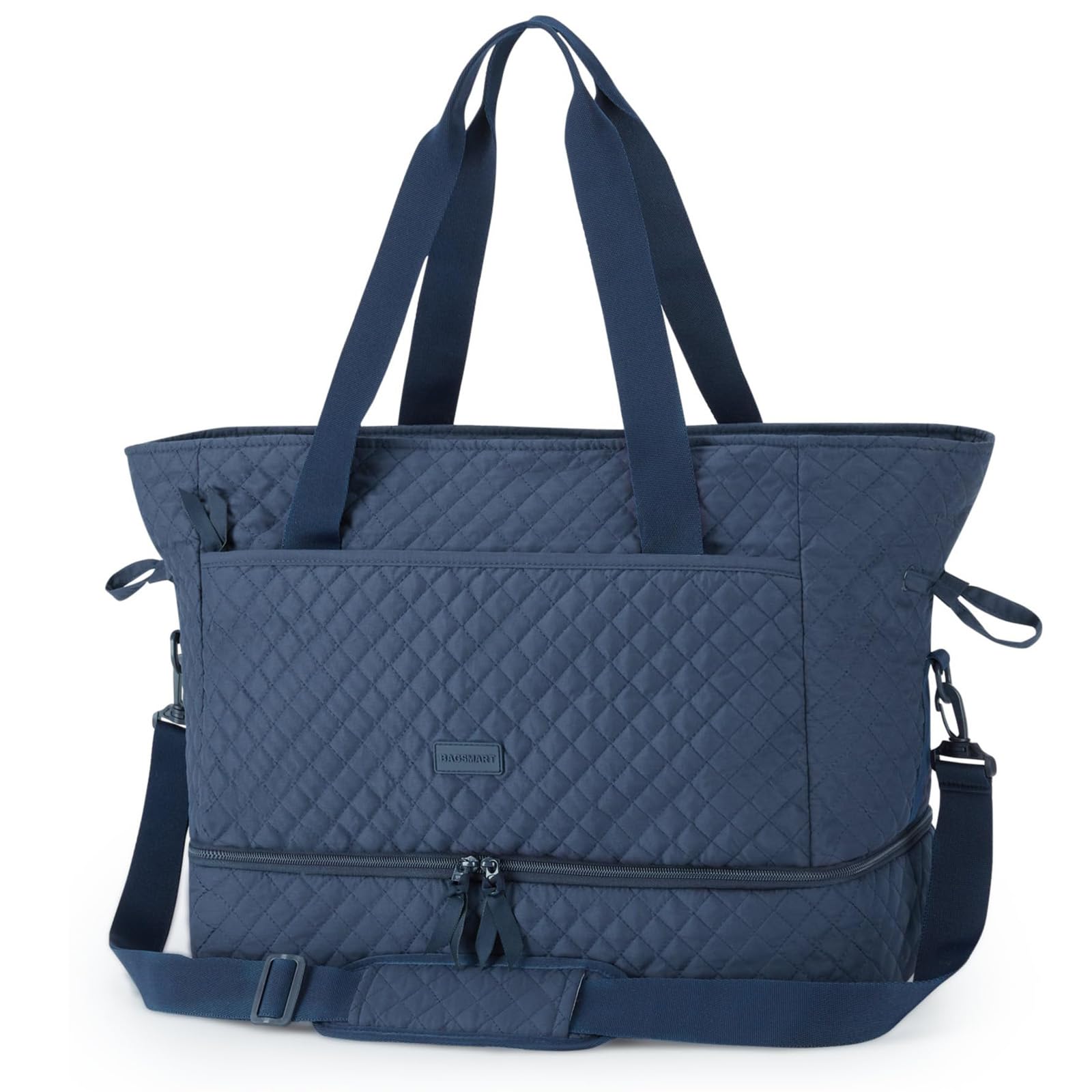 BAGSMART Weekender Overnight Bag for Women Tote Bag, 39L Large Travel Duffle Bag Carry On Gym Bag with Luggage Sleeve and Shoe Compartment, Ladies Shoulder Handbags Top Handle Purses, Navy Blue