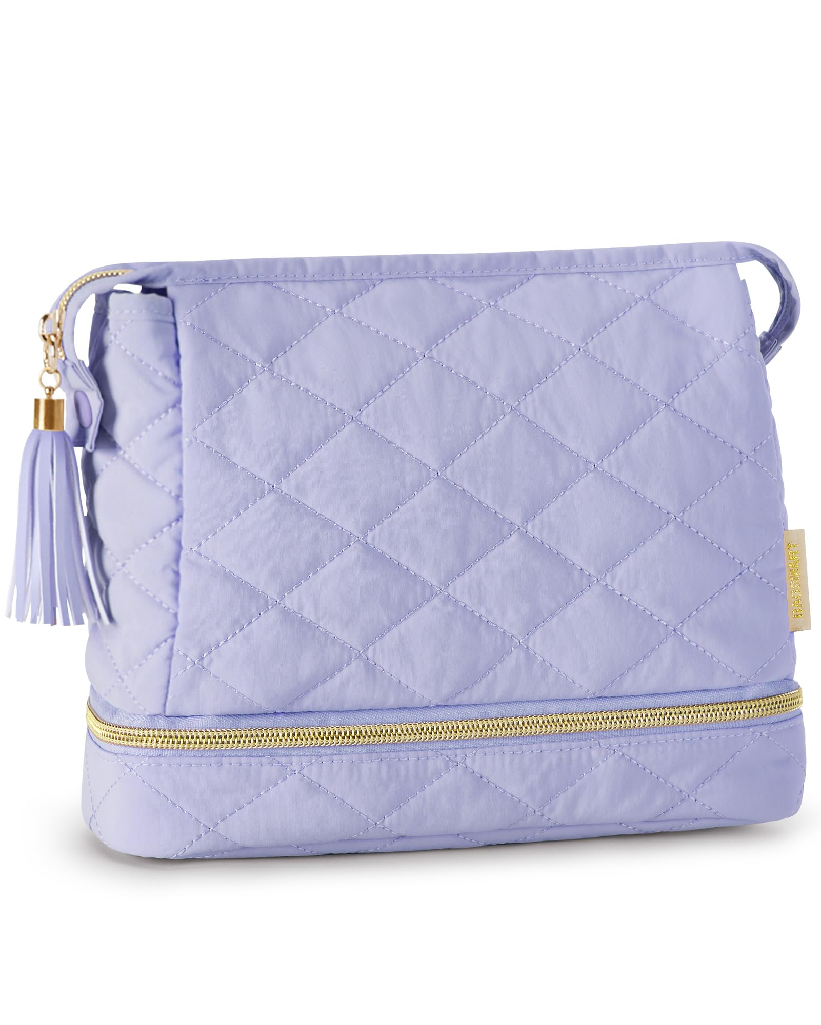 BAGSMART Double Layer Makeup Bag Cosmetic Pouch Large Capacity Travel Toiletry Bag Organizer Case Accessories for Women Girls, Black