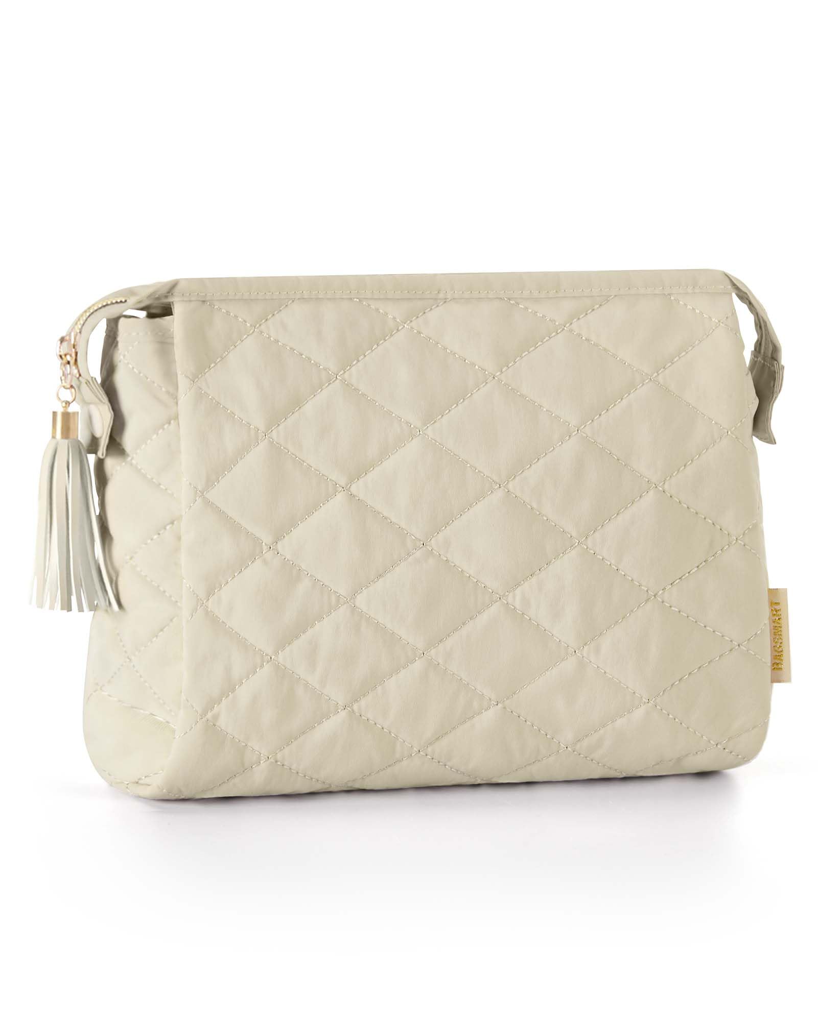 BAGSMART Makeup Bag Cosmetic Pouch Large Capacity Travel Toiletry Bag Organizer Case Accessories for Women Girls, Cream Color