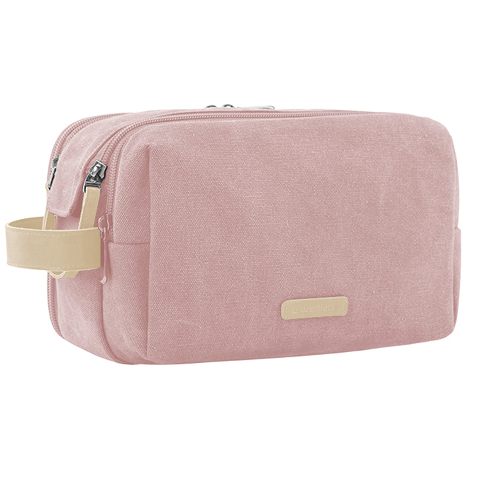BAGSMART Travel Toiletry Bag for Women, Extra Large Makeup Cosmetic Bag Dopp Kit Shaving Bag for Toiletries Accessories, Unisex, Pink