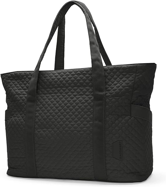 BAGSMART Weekender Overnight Bag for Women Travel Duffle Bag, Large Carry On Gym Tote Bag with Yoga Mat Buckle for Sports Work School, Black