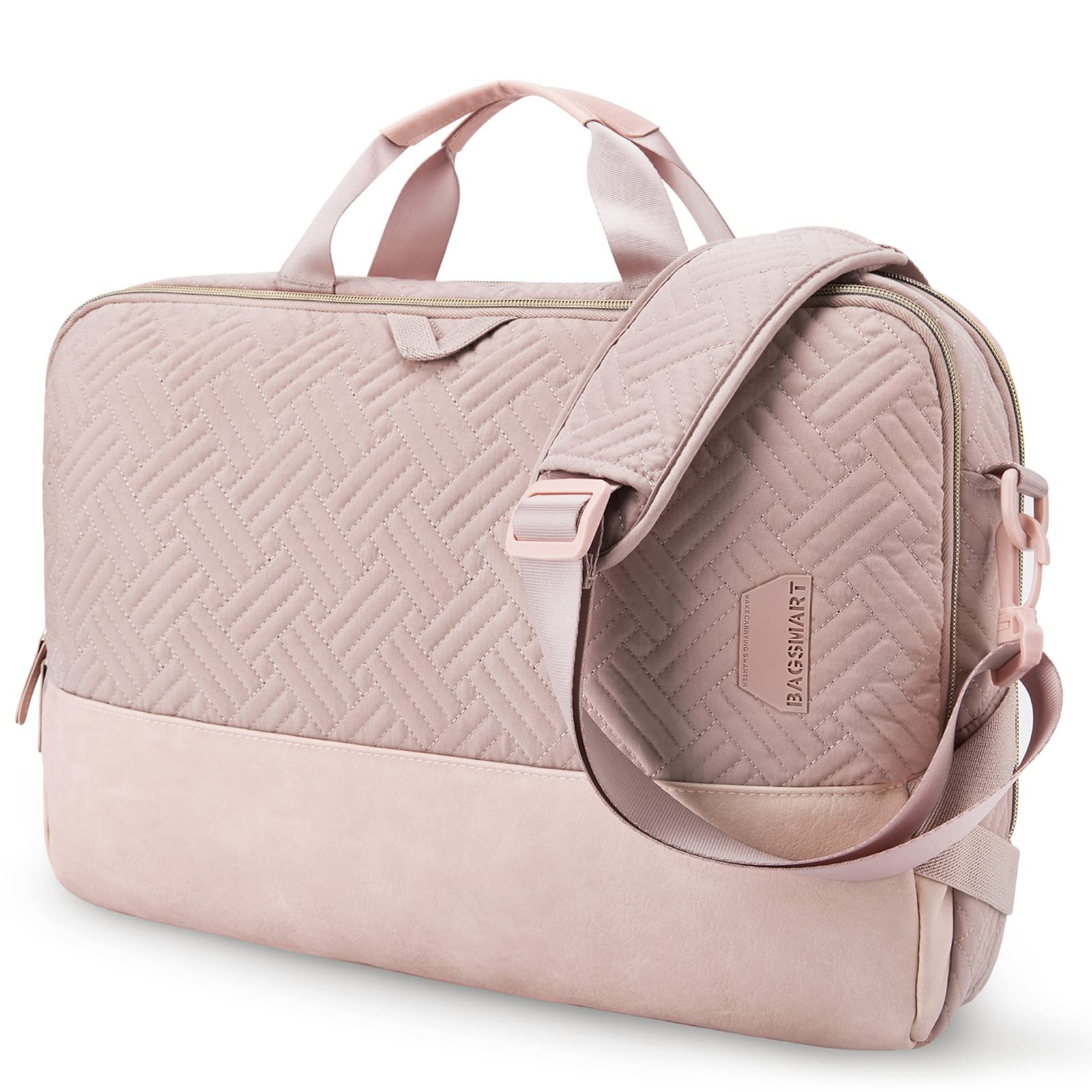 BAGSMART Laptop Bag Briefcase for Women, 15.6 Inch Shoulder Computer Bag Laptop Sleeve Case with Strap for Work Travel School, Pink
