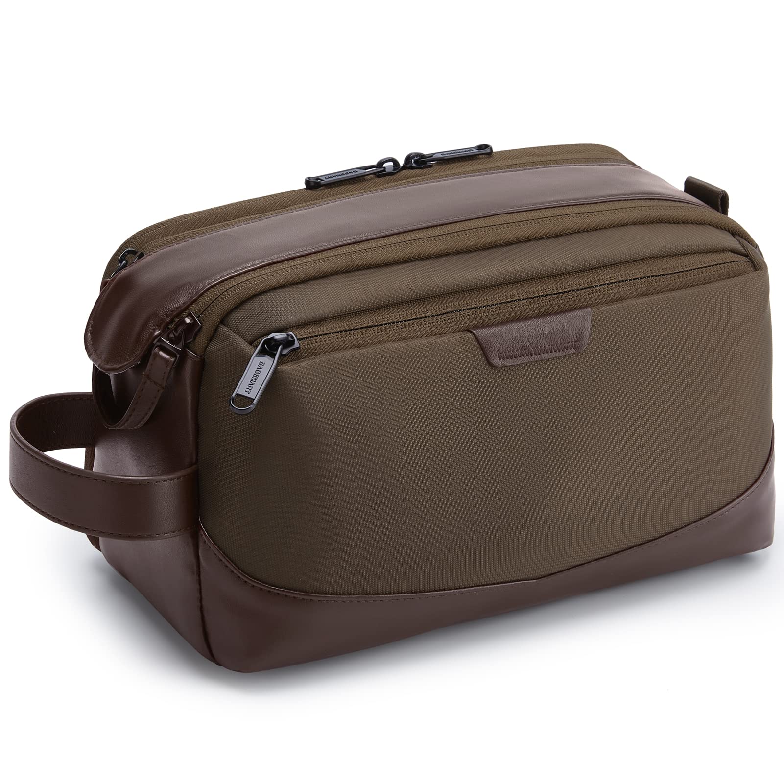 BAGSMART Toiletry Bag for Men, Large Travel Cosmetic Bag Dopp Kit Water-resistant Shaving Bag for Toiletries Accessories, Brown