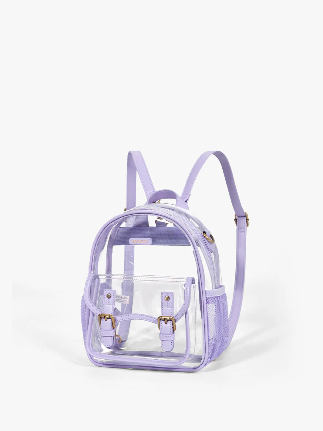 ECOSUSI Mini Clear Backpack Purse, Leather Fashion Shoulder Bag Handbag for Travel Casual Commute, Ladies & Girls Bookbag, Purple