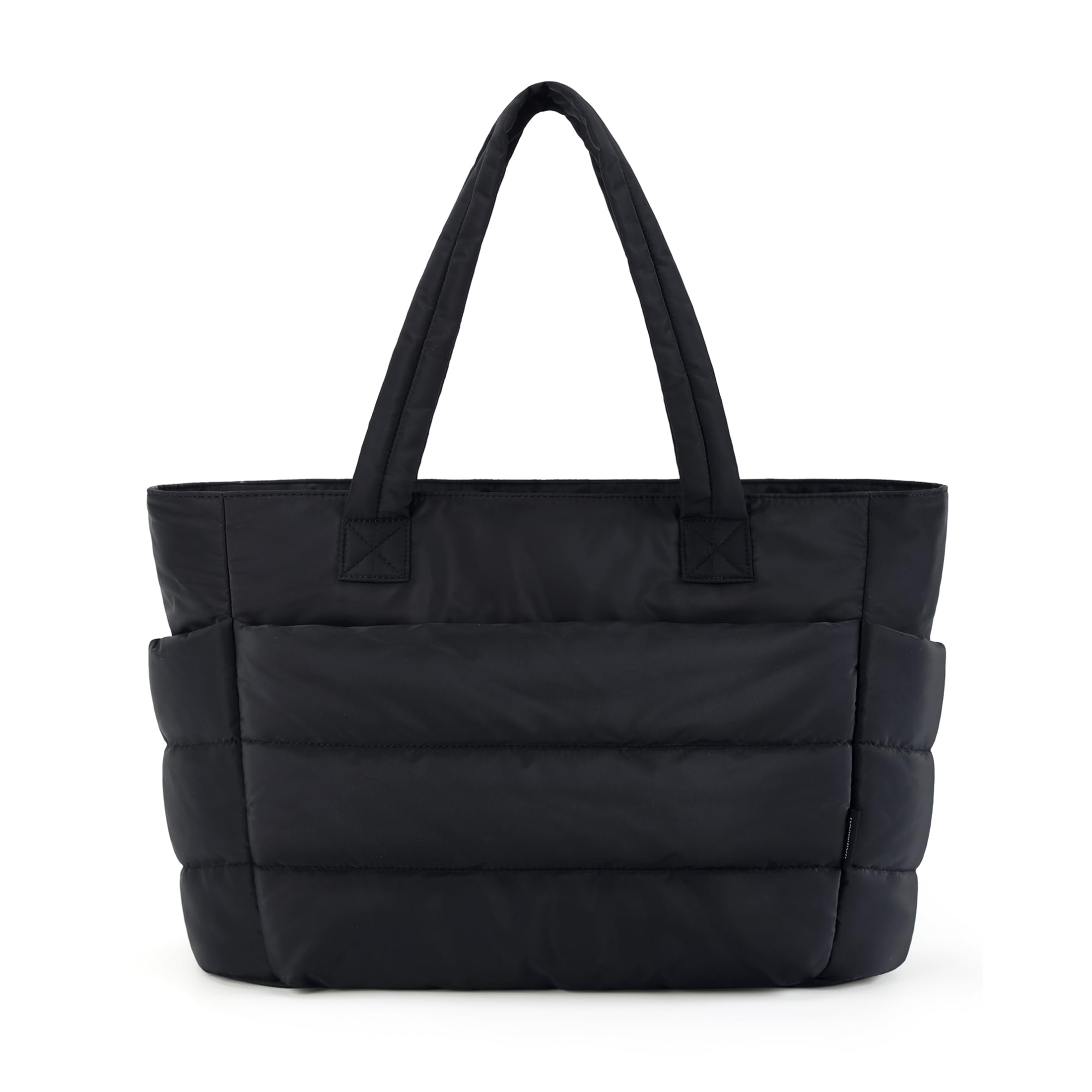 BAGSMART Tote Bag for Women, Lightweight Puffy Tote Bag for Travel, Work, Beach, Gym, Shop, Black