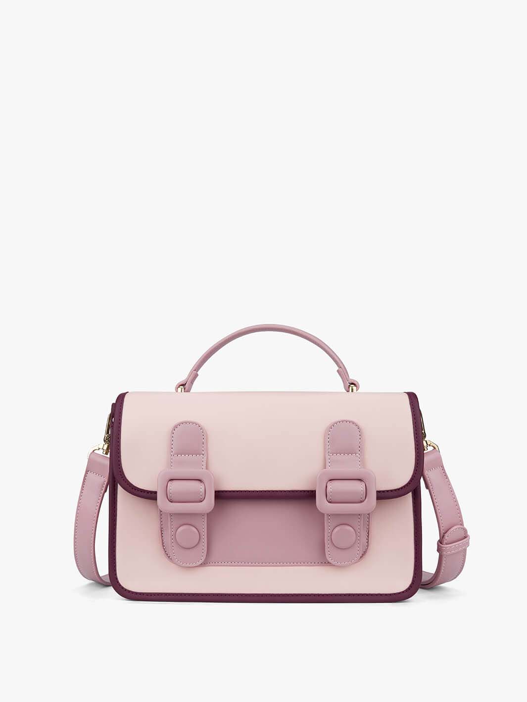 ECOSUSI Small Briefcase Messenger Backpack, Ladies Satchel Handbags Tote Bag Crossbody Shoulder Purse Computer Bag, College Work Office Business Travel, Pink