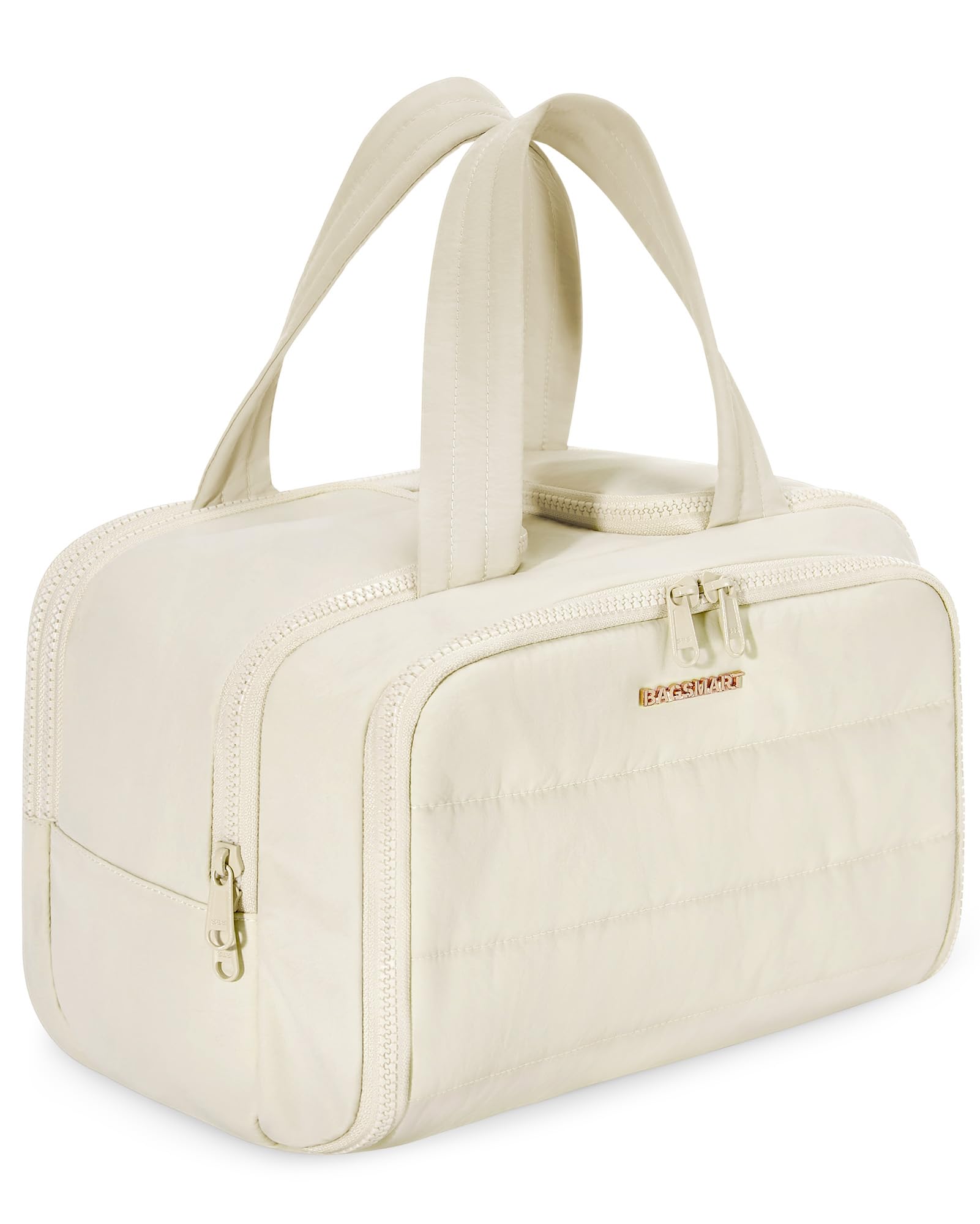 BAGSMART Travel Toiletry Bag, Lightweight Large Wide-open Travel Bag for Women, Puffy Cosmetic Makeup Bag Organizer with Handle for Accessories,Essentials, Toiletries, Cream