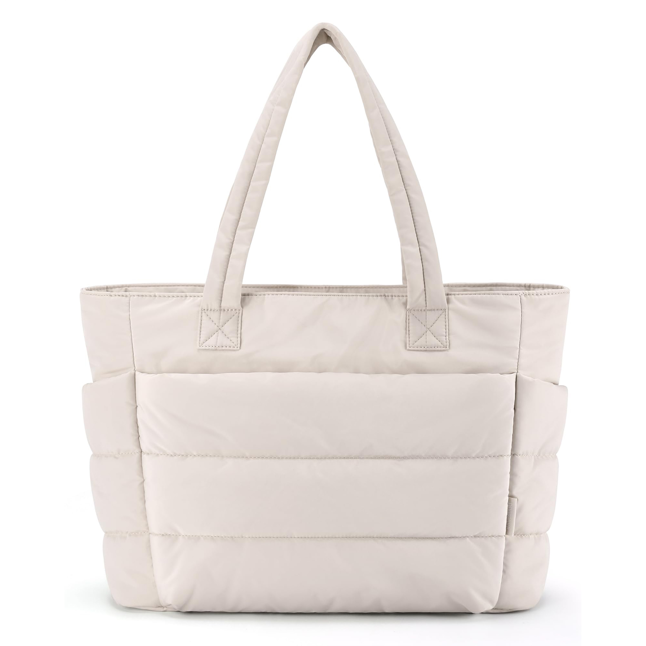 BAGSMART Tote Bag for Women, Lightweight Puffy Tote Bag for Travel, Work, Beach, Gym, Shop, Cream