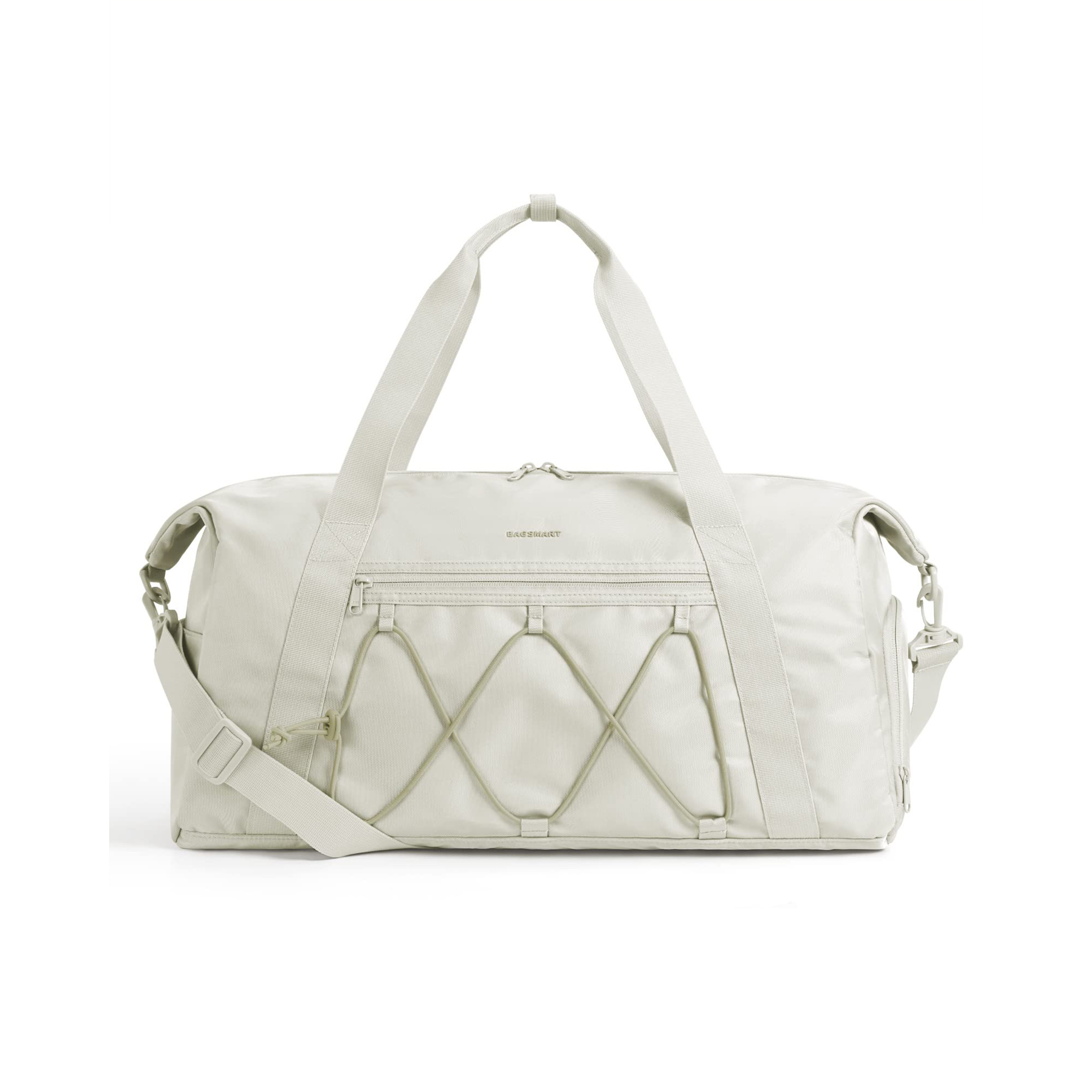 BAGSMART Gym Bag for Women, Weekender Travel Bag With Shoe Compartment & Wet Pocket, Carry On Sports Travel Duffel Bag, Water Resistant Sports Gym Tote Bags Swimming Yoga Workout, Cream