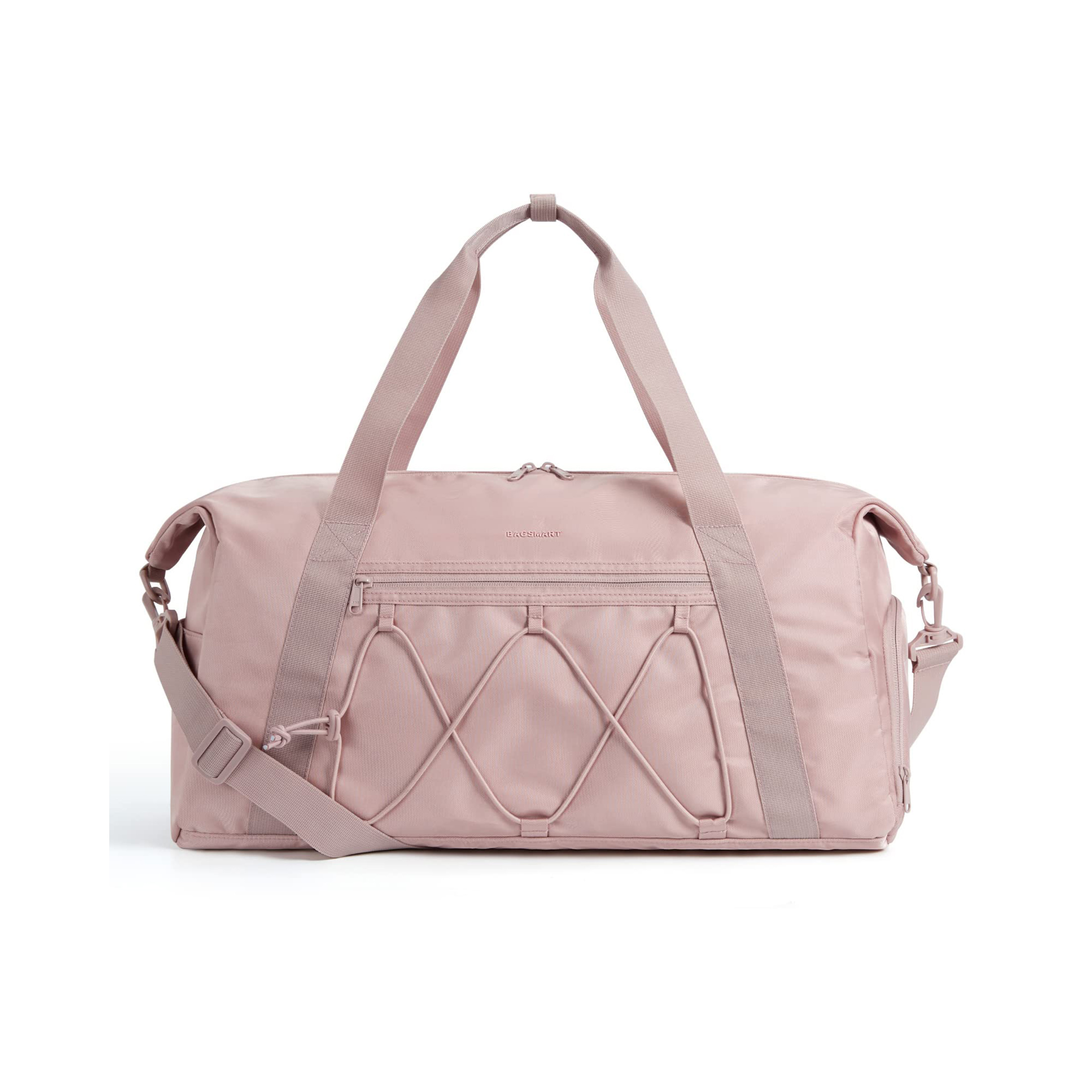 BAGSMART Gym Bag for Women, Weekender Travel Bag With Shoe Compartment & Wet Pocket, Carry On Sports Travel Duffel Bag, Water Resistant Sports Gym Tote Bags Swimming Yoga Workout, Pink