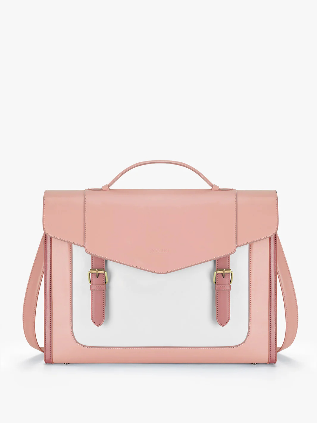 ECOSUSI Vintage Laptop Bag for Women 15.6 inch Leather Briefcase Computer Tote Bag Messenger Backpack, Ladies Satchel Handbags Crossbody Shoulder Bag for College Bookbag Travel Work Business, Pink