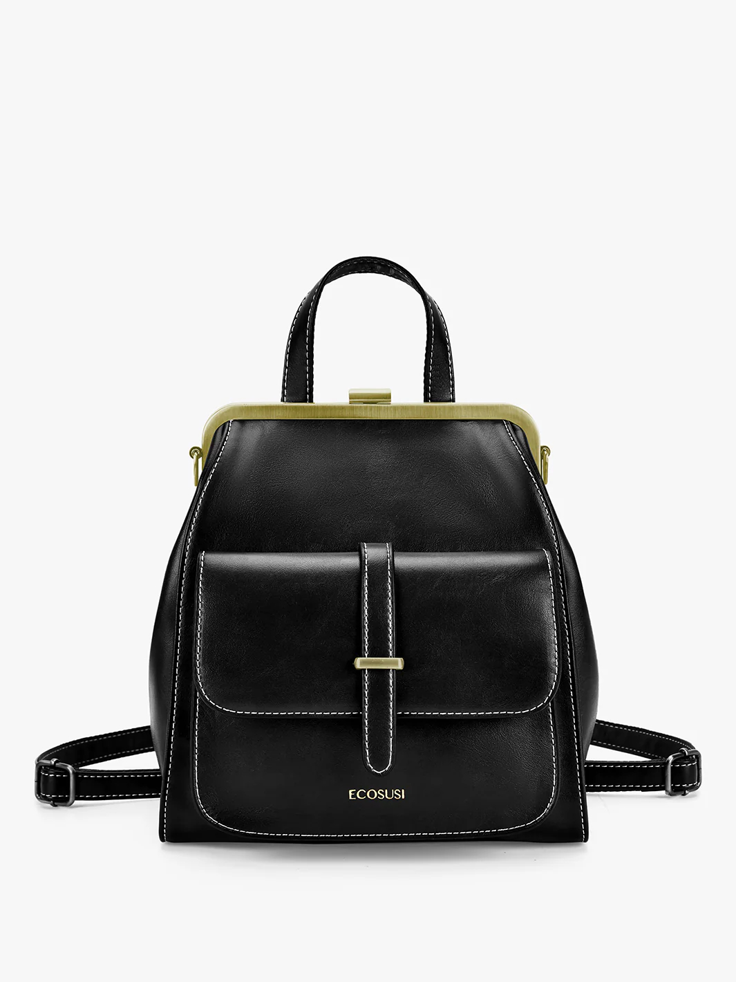 ECOSUSI Leather Backpack Purse for Women, Small Mini Backpack Handbags Travel Casual Ladies Shoulder Bag, Fashion Style, Girls, Black