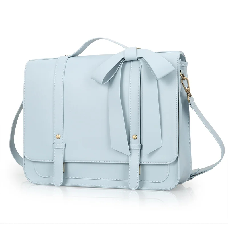 ECOSUSI Leather Laptop Briefcase for Women Messenger Backpack, Ladies Satchel Handbags Tote Bag Crossbody Shoulder Purse for 14 inch Computer Bag, College Work Office Business Travel