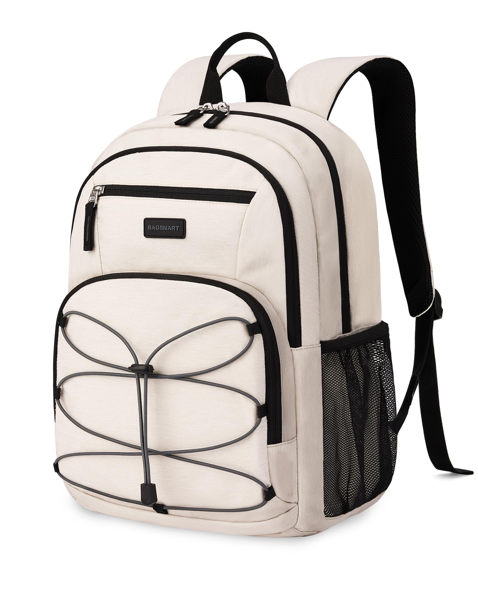 BAGSMAT College Laptop Backpack, 15.6 Inch Travel Backpack Airline Approved, 30L Casual Daily Backpack, Lightweight College Bookbag for Women Men, Cream