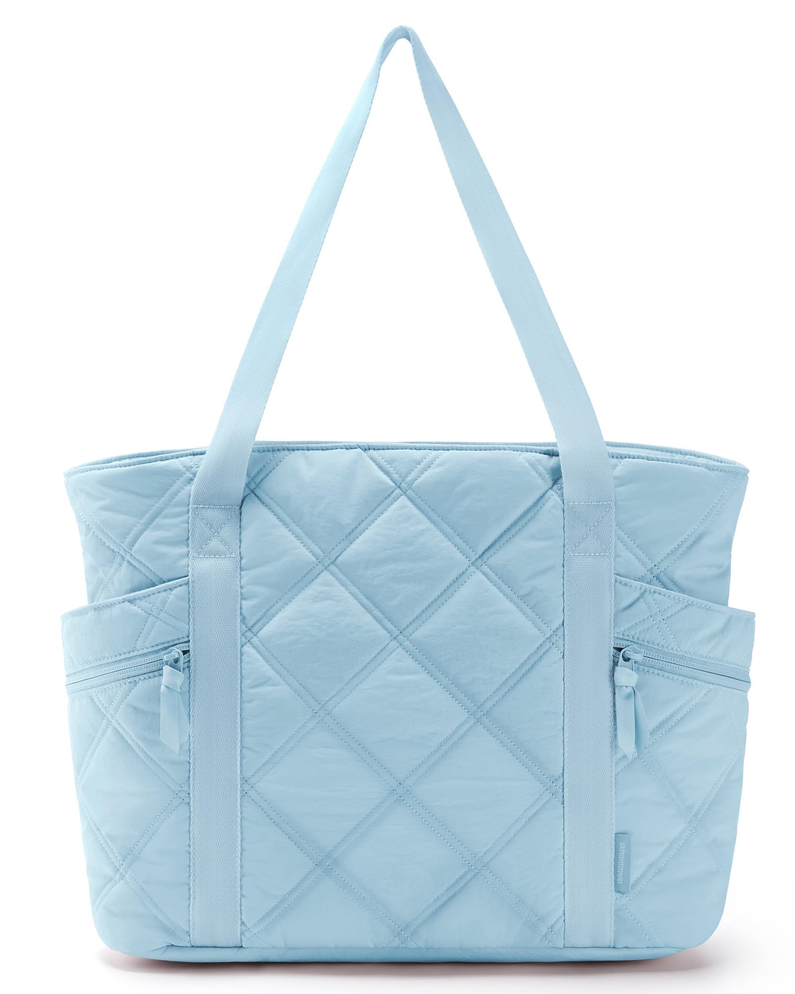 BAGSMART Tote Bag for Women, Puffer Tote Bag with Zipper, Travel Essentials Quilted Nurse Bag Carry On Bag for Travel Work, Sky Blue