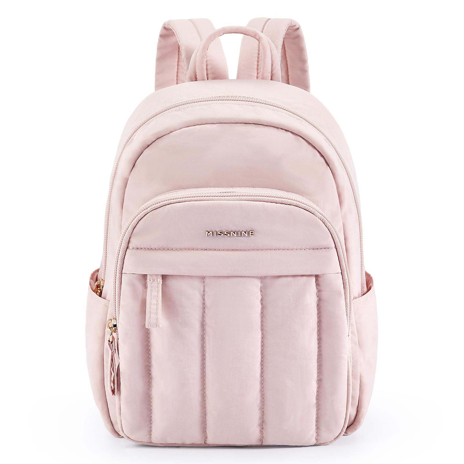 MISSNINE Mini Backpack for Women,Lightweight Quilted Small Backpack Purses,Puffer Daily Backpack Water-resistant, Pink