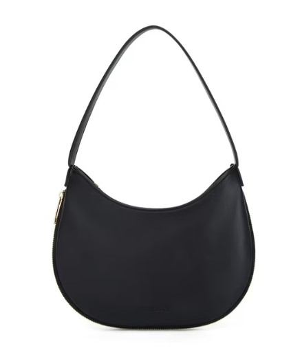 Missnine Shoulder Bag for Women Small Purse with Expansion Zipper Crescent Clutch Purse Vegan Leather Hobo Bag Trendy Handbag, Black